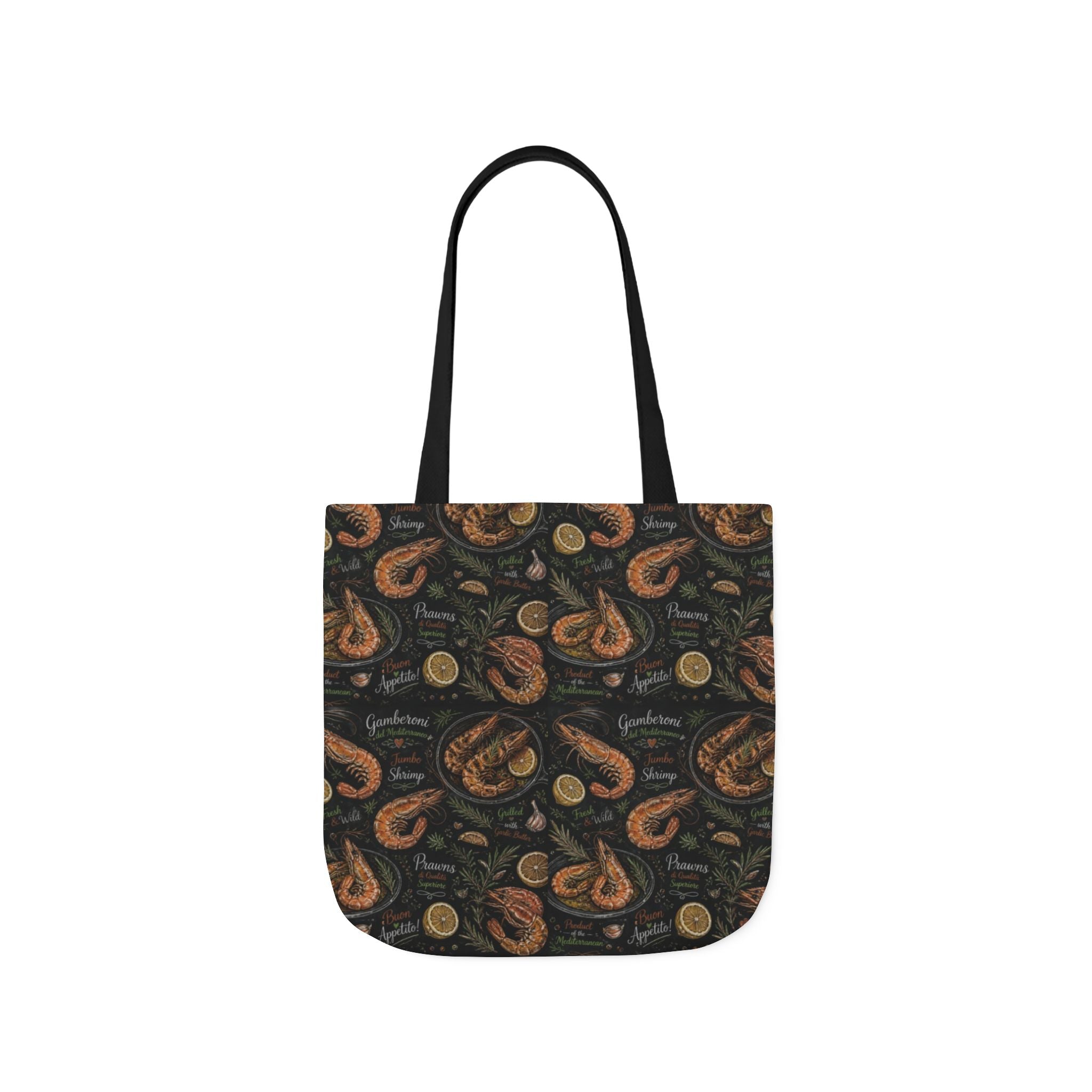 Mediterranean Shrimp Canvas Tote Bag Mediterranean Kitchen Chalk Art Design Italian Cottagecore Gift