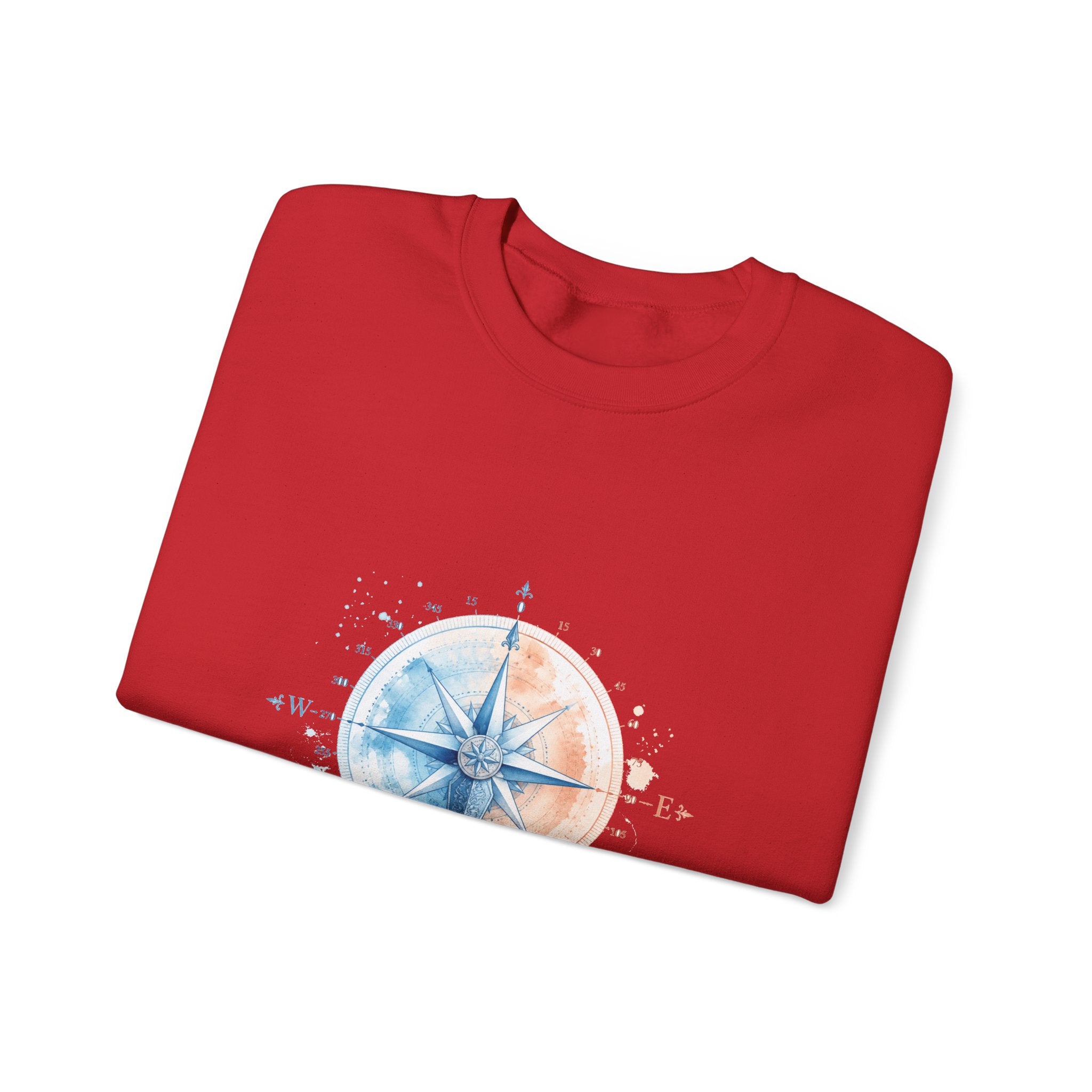 Matching Couple Sweatshirt - Compass North & South Matching Couple Premium Fleece Sweatshirt Watercolor Art His Hers Birthday Gift - Design B