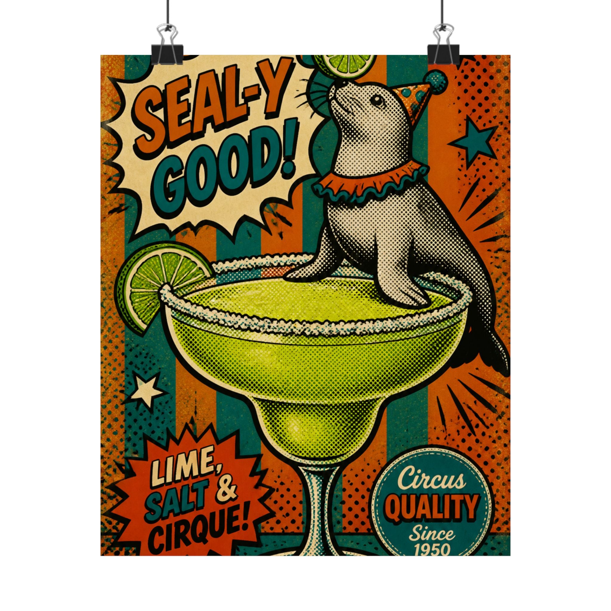 Margarita Balancing Seal Wall Art Poster 18×24 Pop Art Living Room Decor Maximalist Print