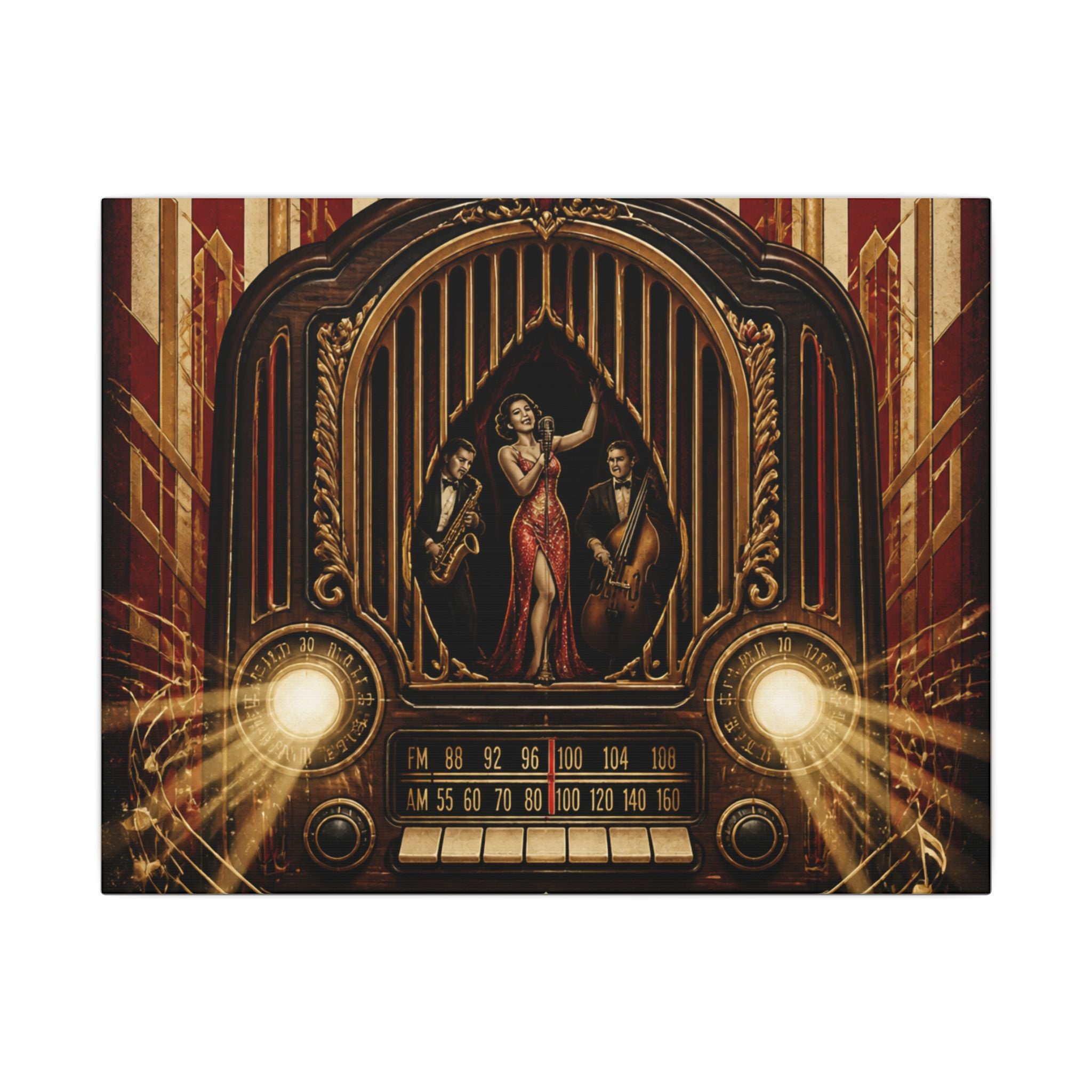Vintage Radio Stage Wall Art Canvas 16×20 Baroque Home Office Decor Maximalist Print