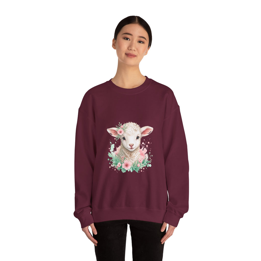 Matching Couple Sweatshirt - Lion & Lamb Matching Couple Premium Fleece Sweatshirt Watercolor Art His Hers Birthday Gift - Design B