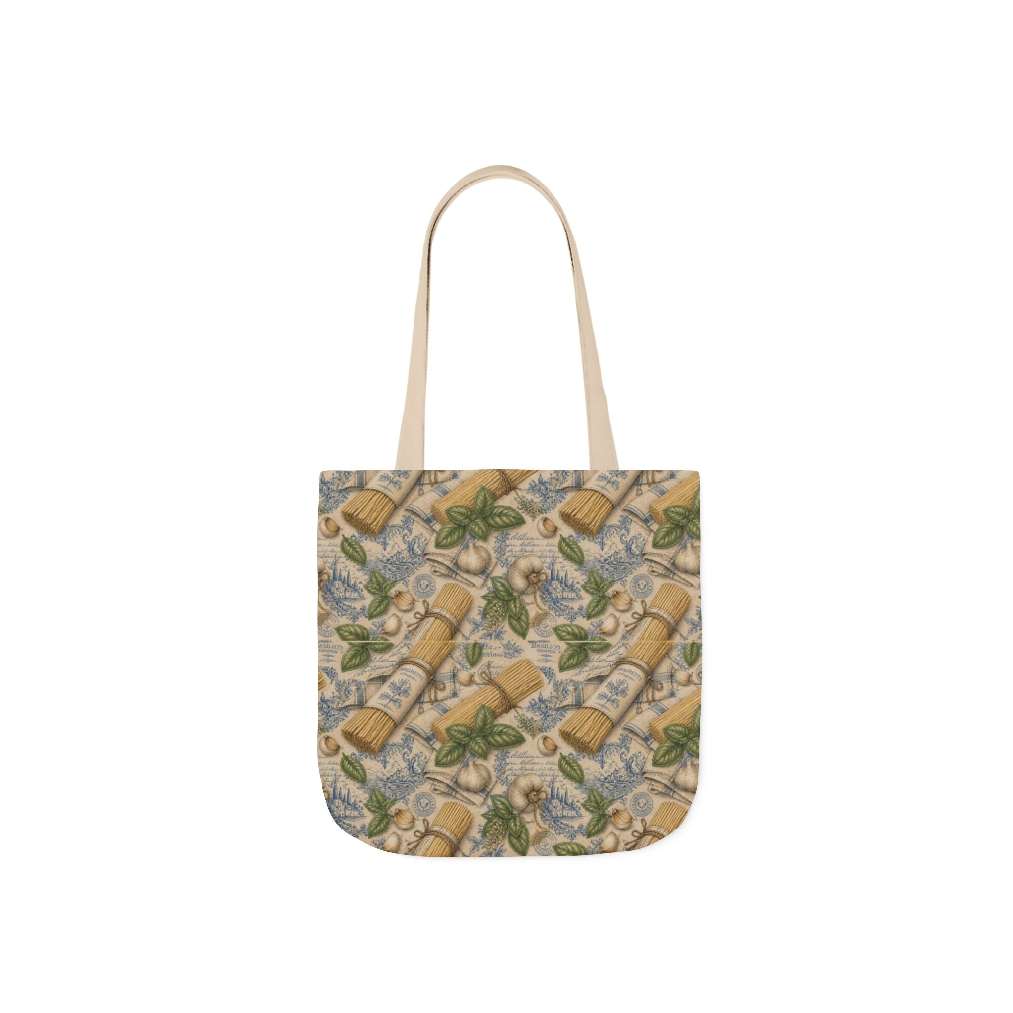 Spaghetti Bundle Canvas Tote Bag Mediterranean Kitchen Botanical Design Italian Cottagecore Gift