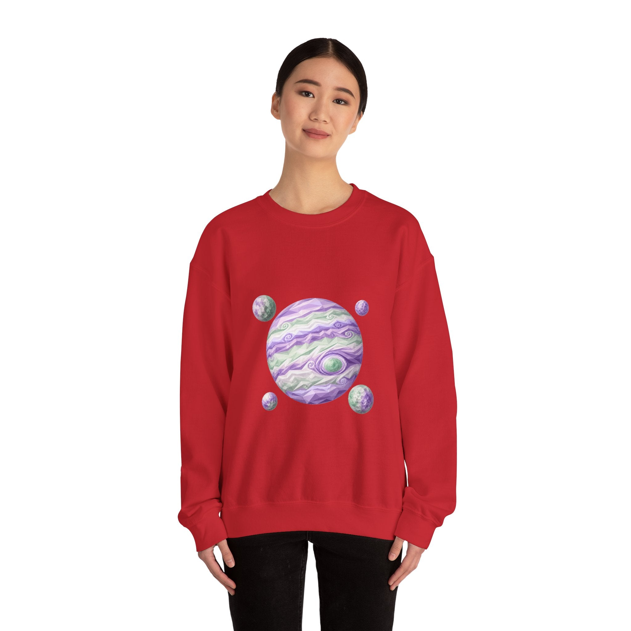 Matching Couple Sweatshirt - Saturn & Jupiter Matching Couple Crewneck Sweatshirt Geometric Art His Hers Couple Gift - Design B