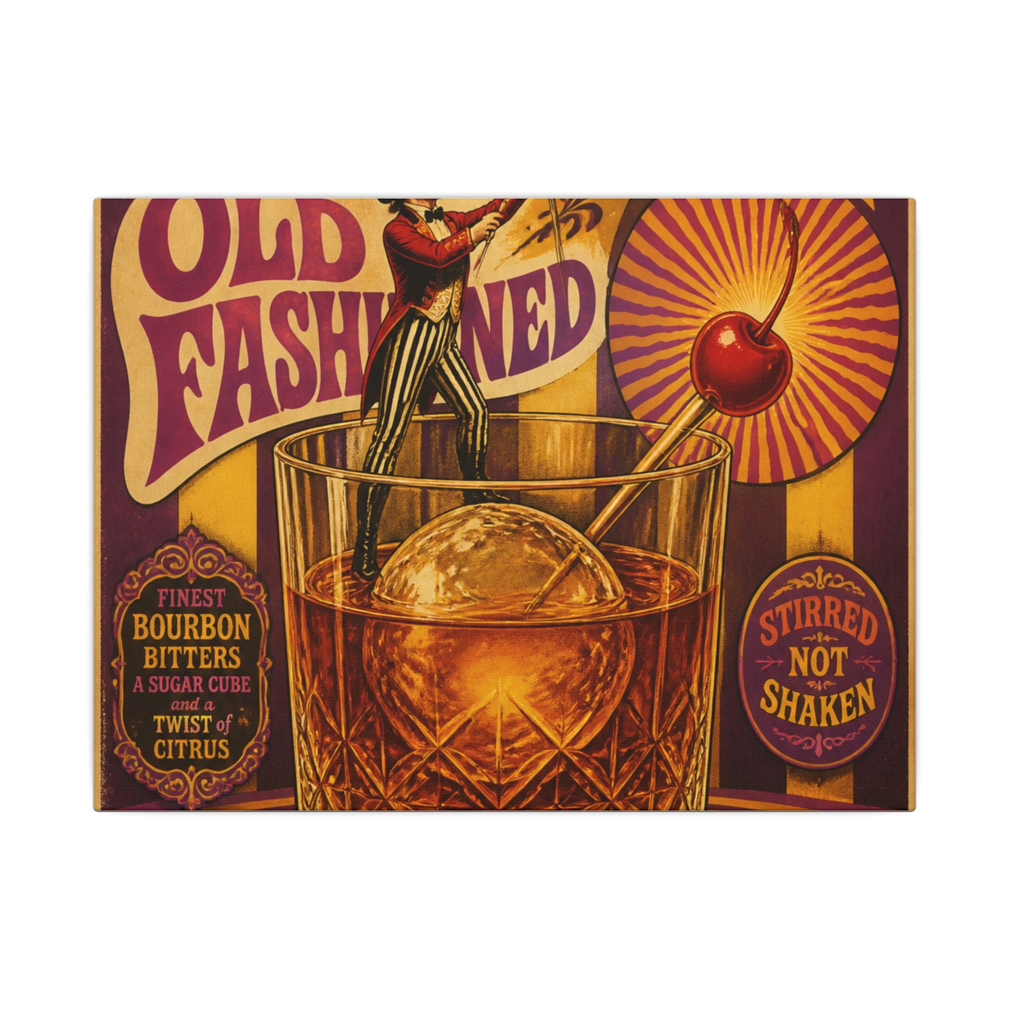Old Fashioned Ringmaster Wall Art Canvas 16×20 Psychedelic Cafe Decor Maximalist Print