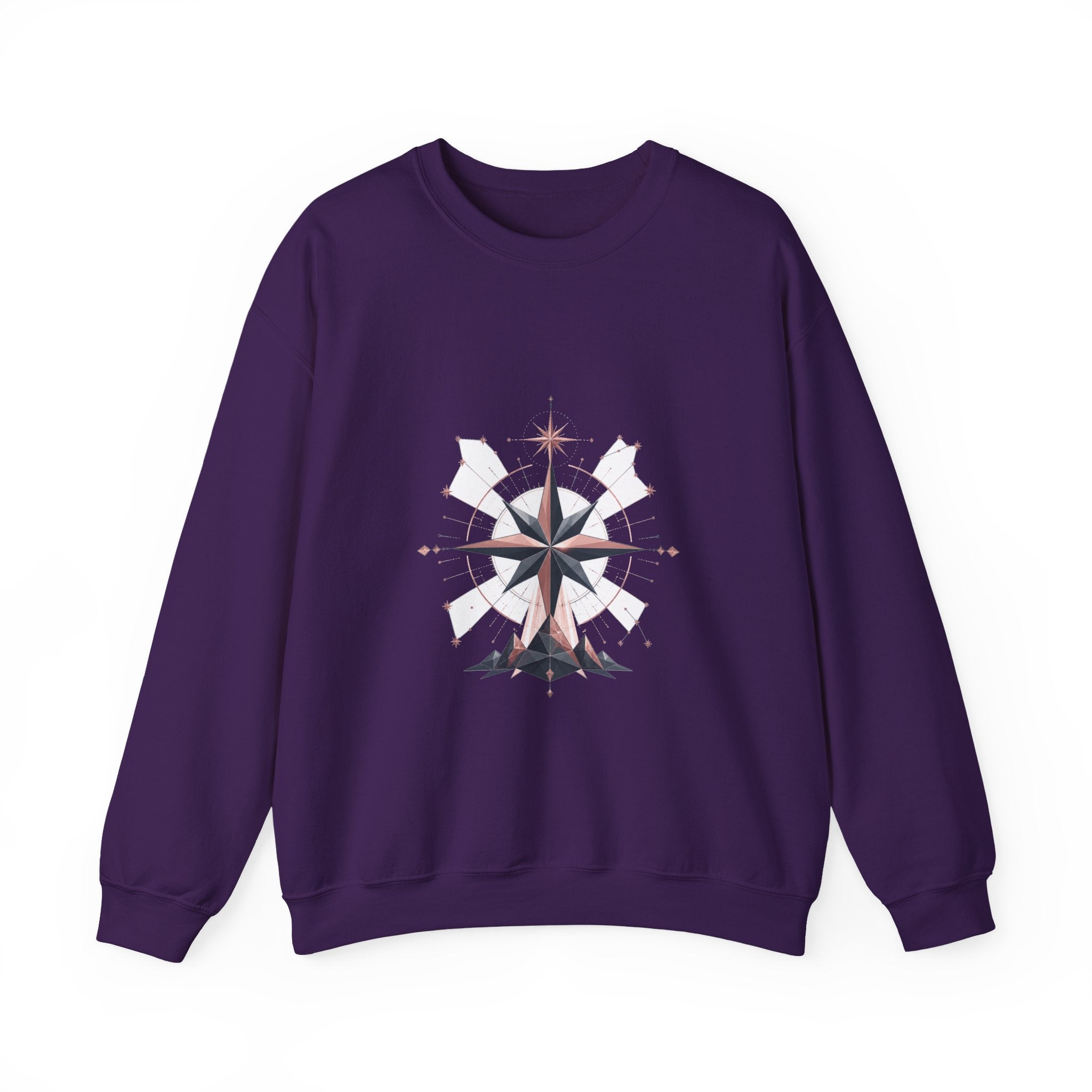 Matching Couple Sweatshirt - Shooting Star & North Star Matching Couple Crewneck Sweatshirt Geometric Art His Hers Couple Gift - Design B
