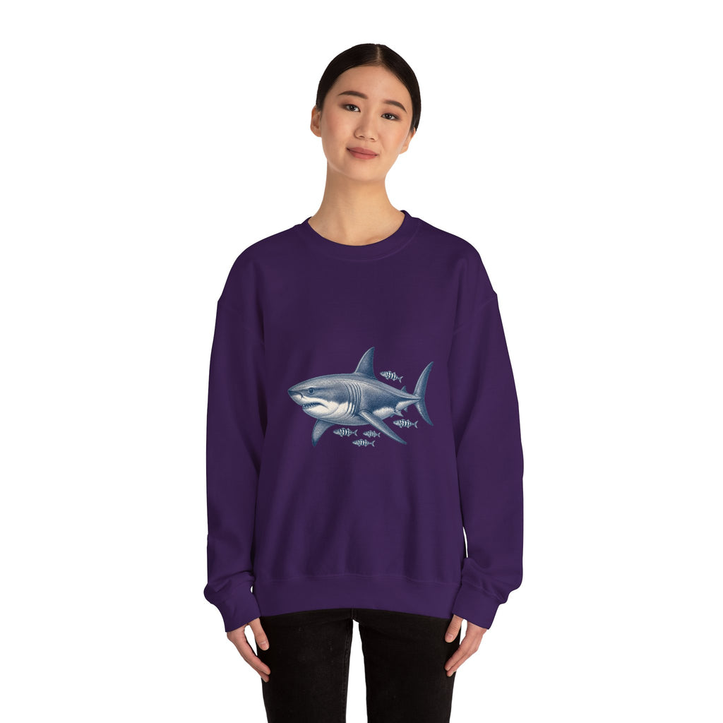 Matching Couple Sweatshirt - Shark & Dolphin Matching Couple Premium Fleece Sweatshirt Vintage Art His Hers Honeymoon Gift - Design A