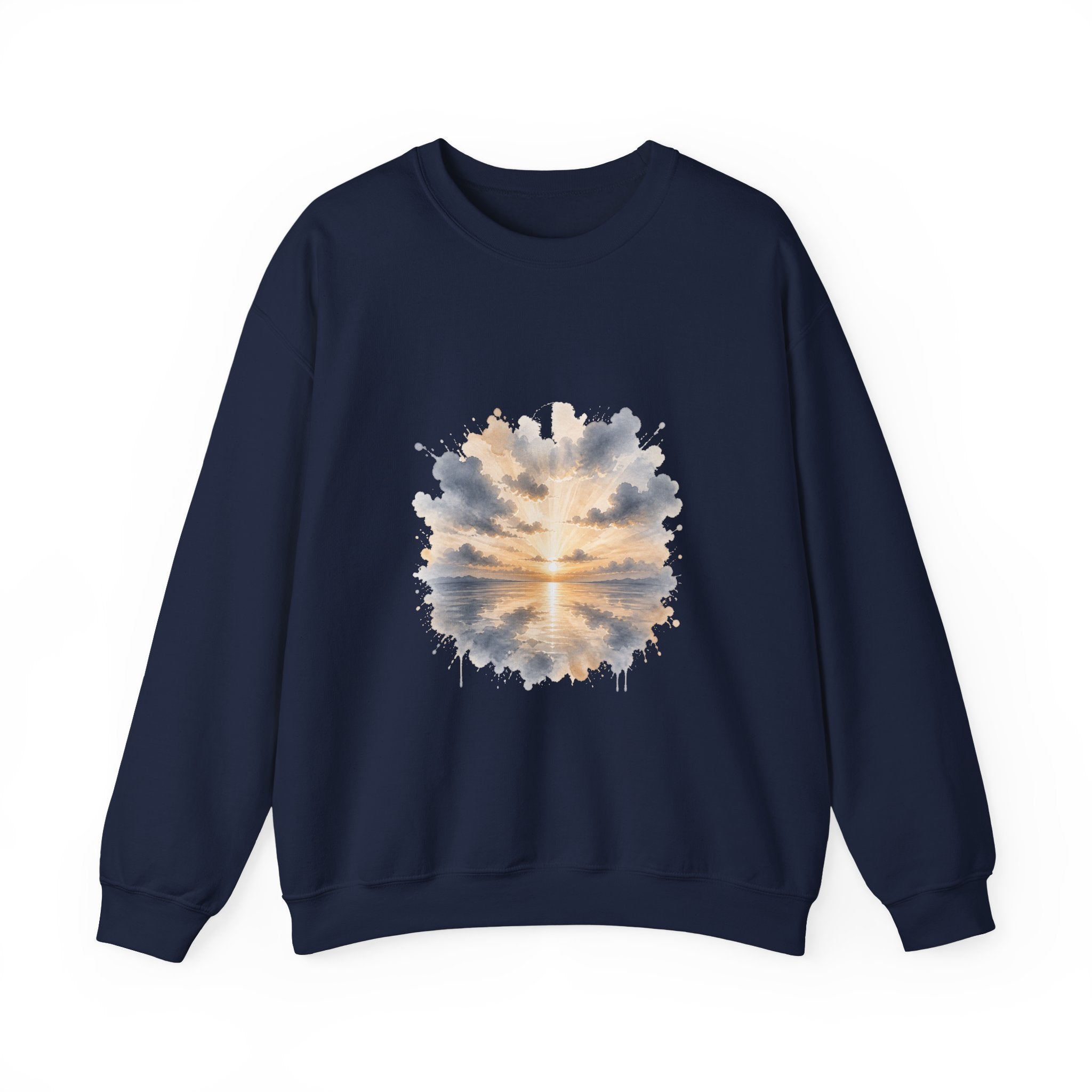 Matching Couple Sweatshirt - Sunrise & Sunset Matching Couple Premium Fleece Sweatshirt Watercolor Art His Hers Birthday Gift - Design A