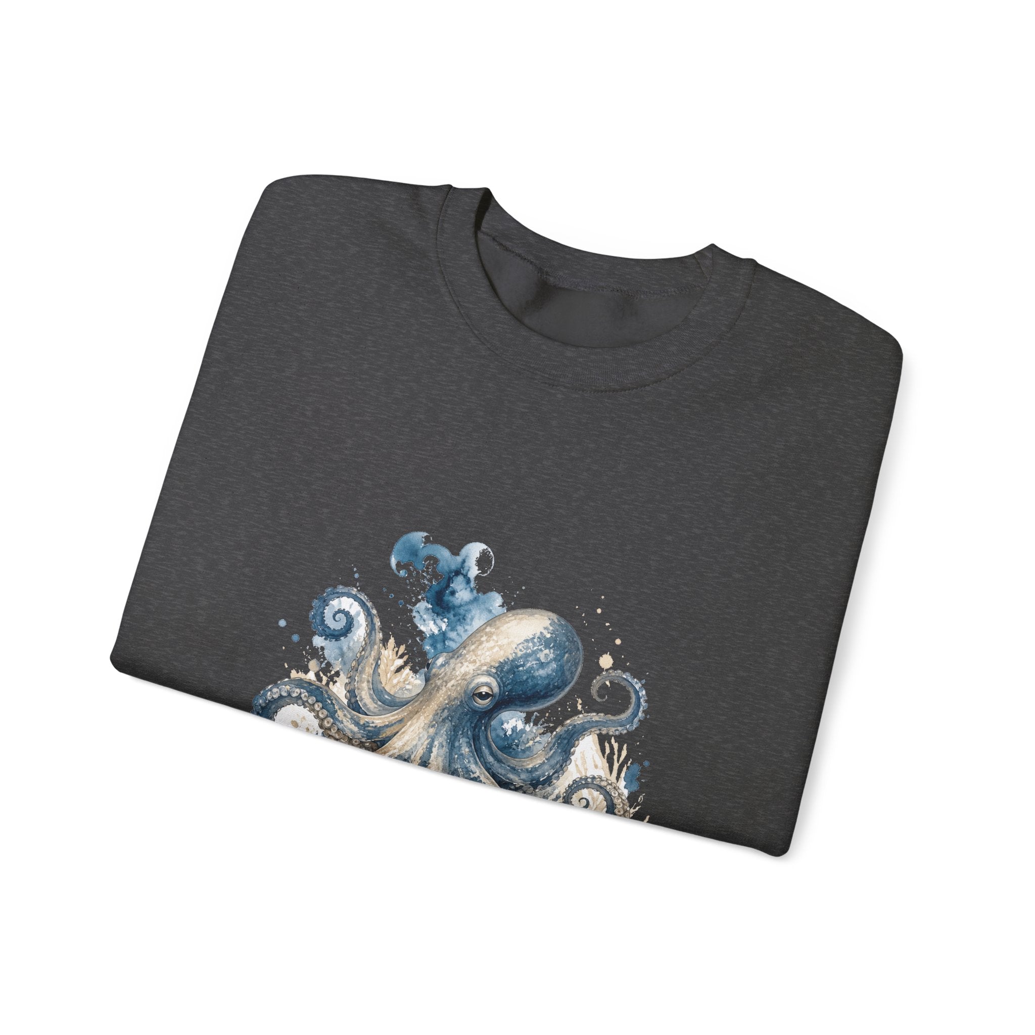 Matching Couple Sweatshirt - Octopus & Jellyfish Matching Couple Crewneck Sweatshirt Watercolor Art His Hers Engagement Gift - Design A