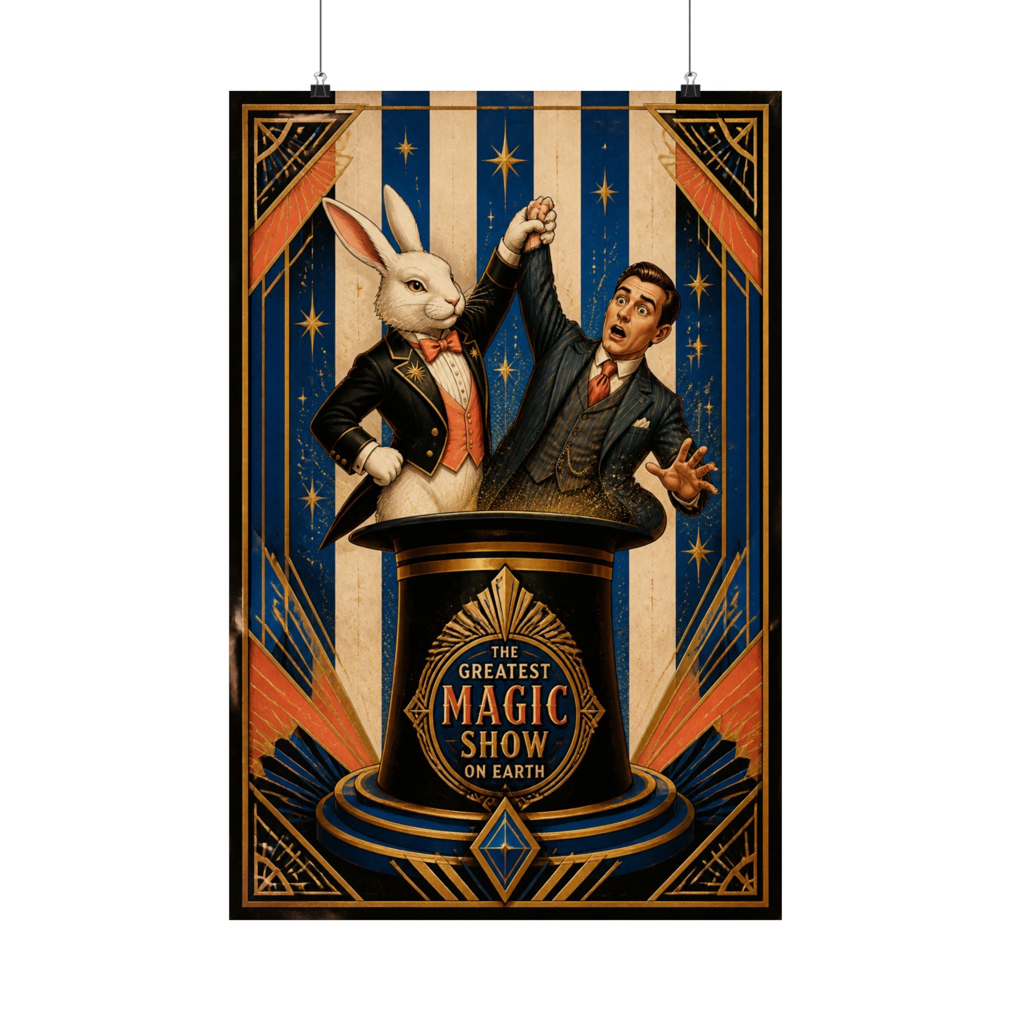 Magic Hat Rabbit Wall Art Poster 18×24 Art Deco Entryway Decor Maximalist Print