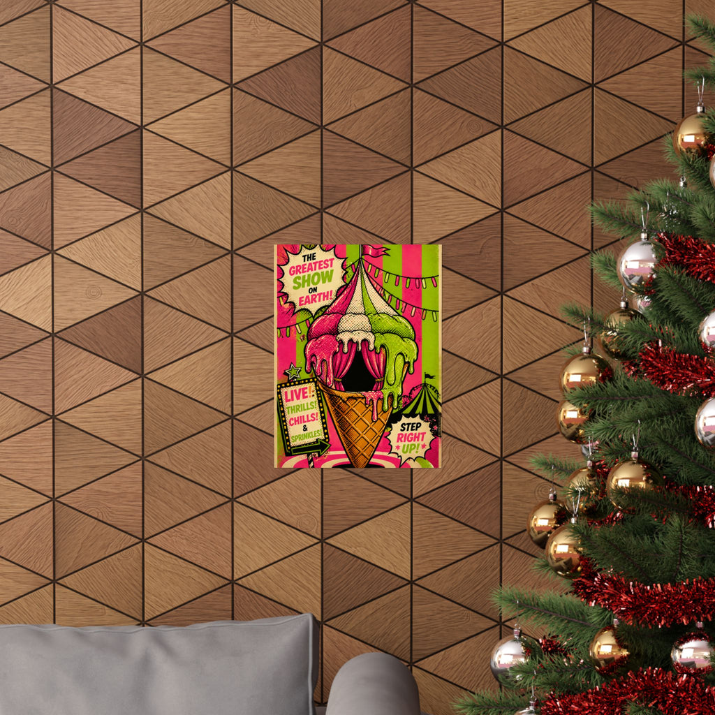Ice Cream Cone Circus Tent Wall Art Poster 24×36 Pop Art Restaurant Decor Maximalist Print