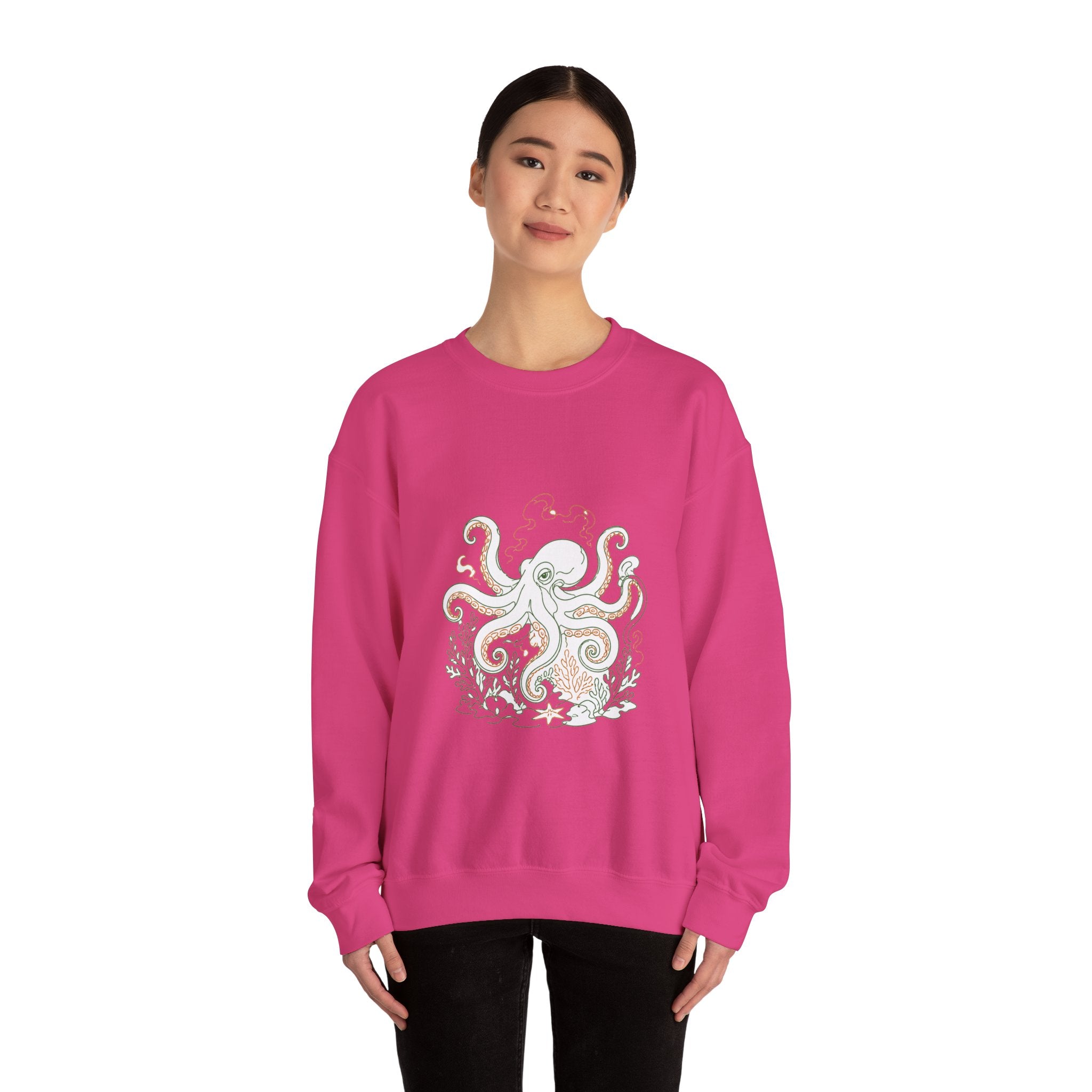 Matching Couple Sweatshirt - Octopus & Jellyfish Matching Couple Comfort Colors Crew Minimalist Art His Hers Christmas Gift - Design A