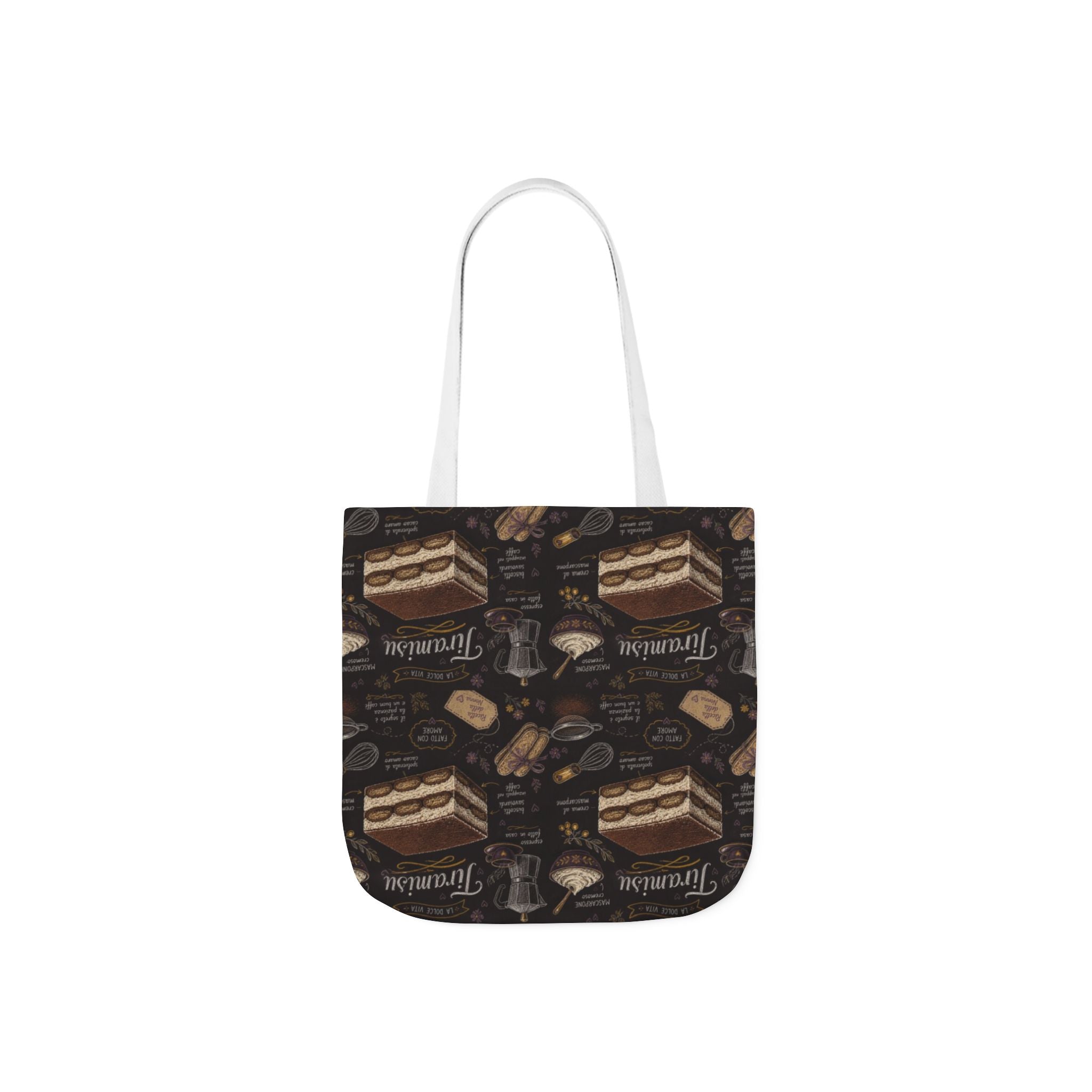 Tiramisu Layers Canvas Tote Bag Mediterranean Kitchen Chalk Art Design Italian Cottagecore Gift