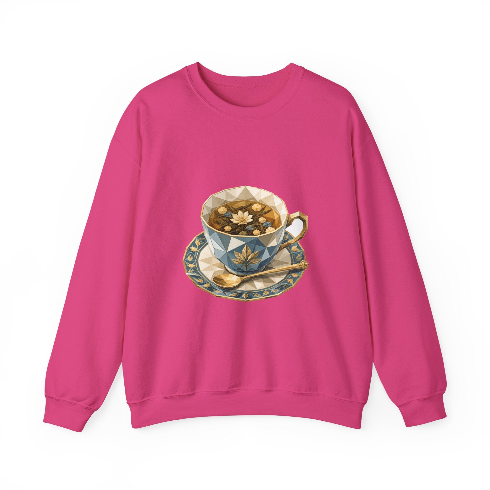 Matching Couple Sweatshirt - Coffee & Tea Matching Couple Premium Fleece Sweatshirt Geometric Art His Hers Love Gift - Design B