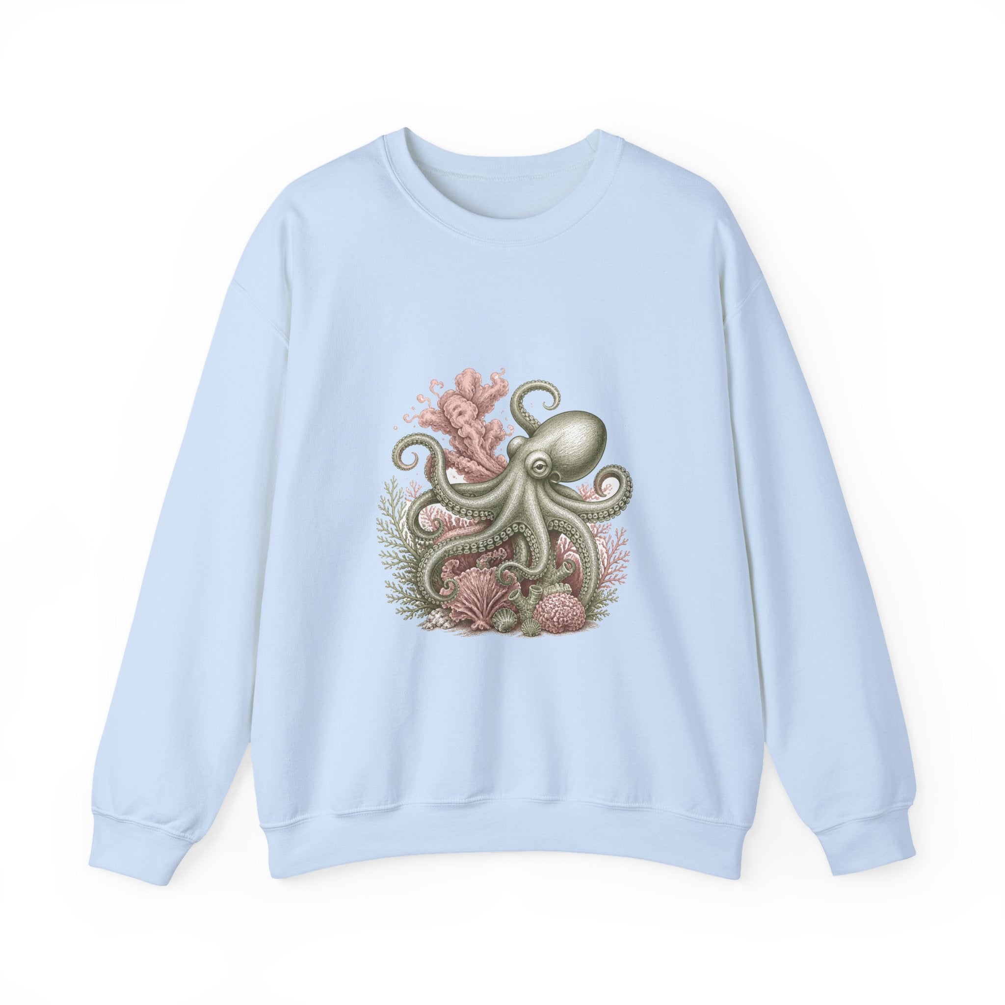 Matching Couple Sweatshirt - Octopus & Jellyfish Matching Couple Premium Fleece Sweatshirt Vintage Art His Hers Honeymoon Gift - Design A