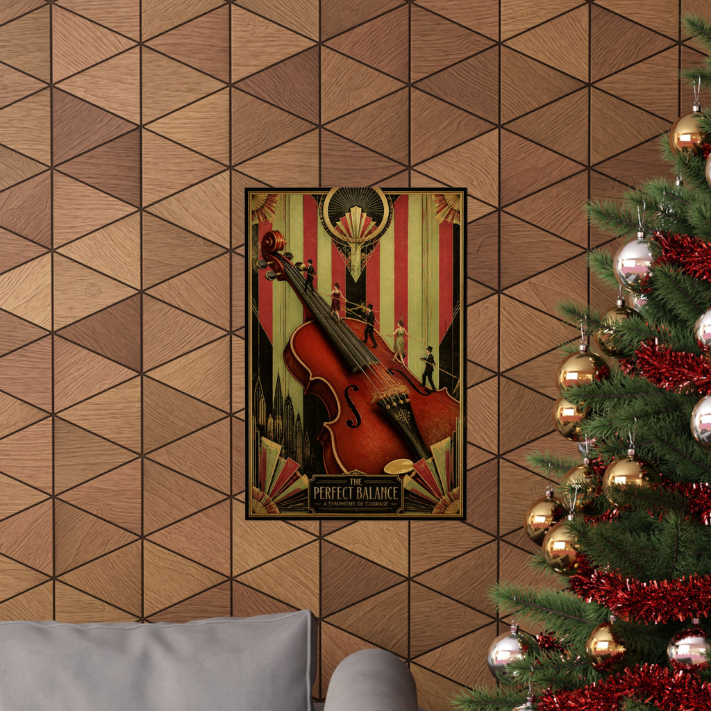 Violin Tightrope Bridge Wall Art Poster 24×36 Art Deco Bar Area Decor Maximalist Print