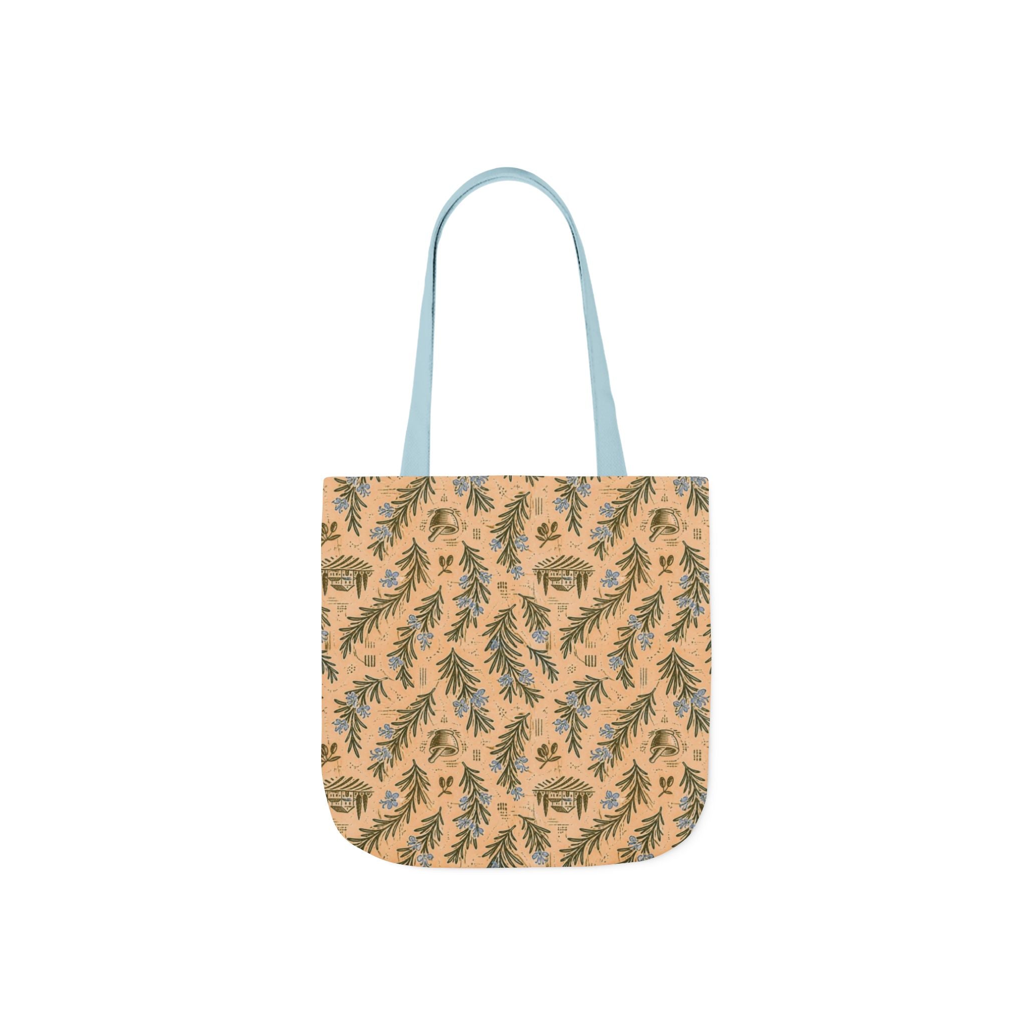 Rosemary Sprigs Canvas Tote Bag Mediterranean Kitchen Linocut Design Italian Cottagecore Gift