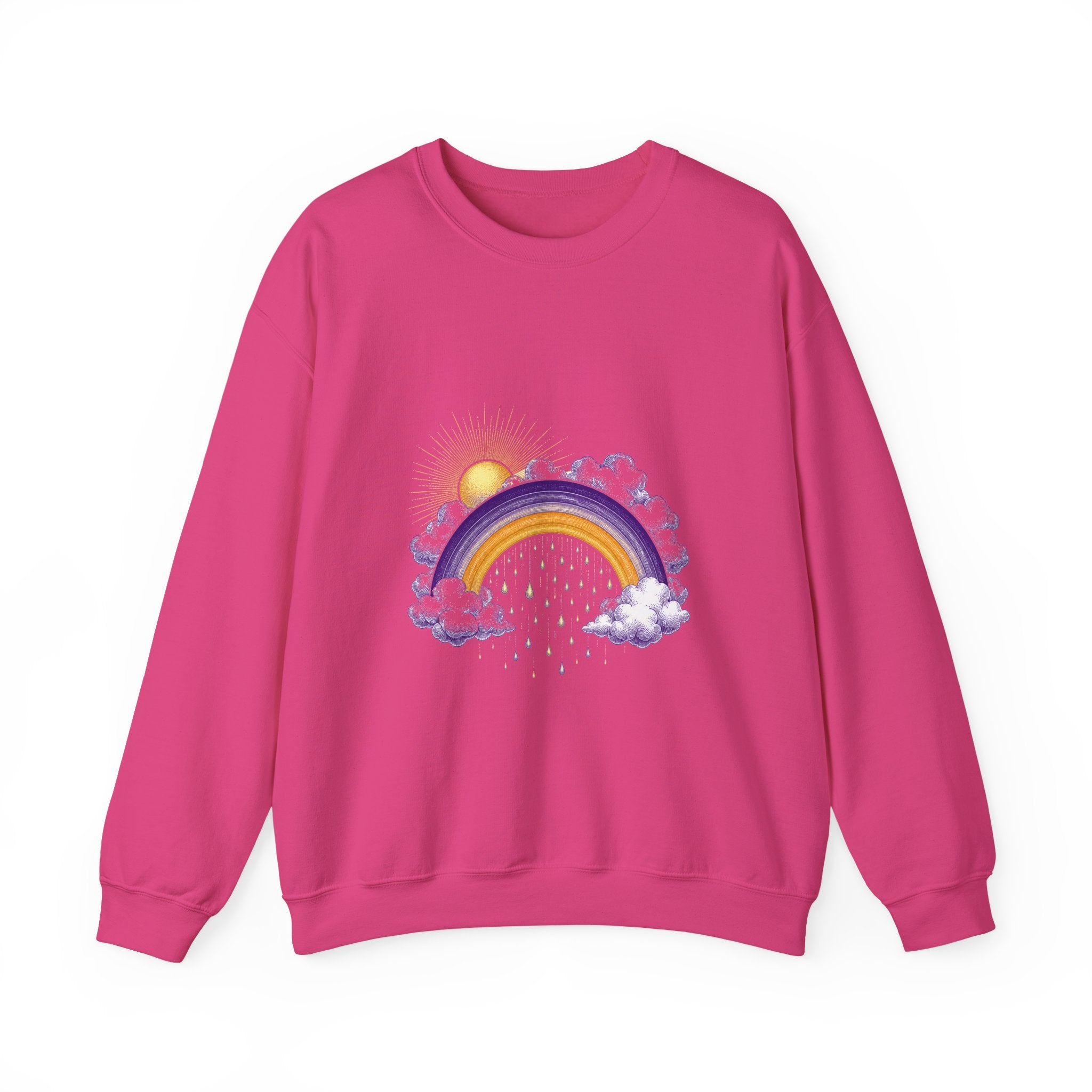 Matching Couple Sweatshirt - Storm & Rainbow Matching Couple Premium Fleece Sweatshirt Vintage Art His Hers Honeymoon Gift - Design B