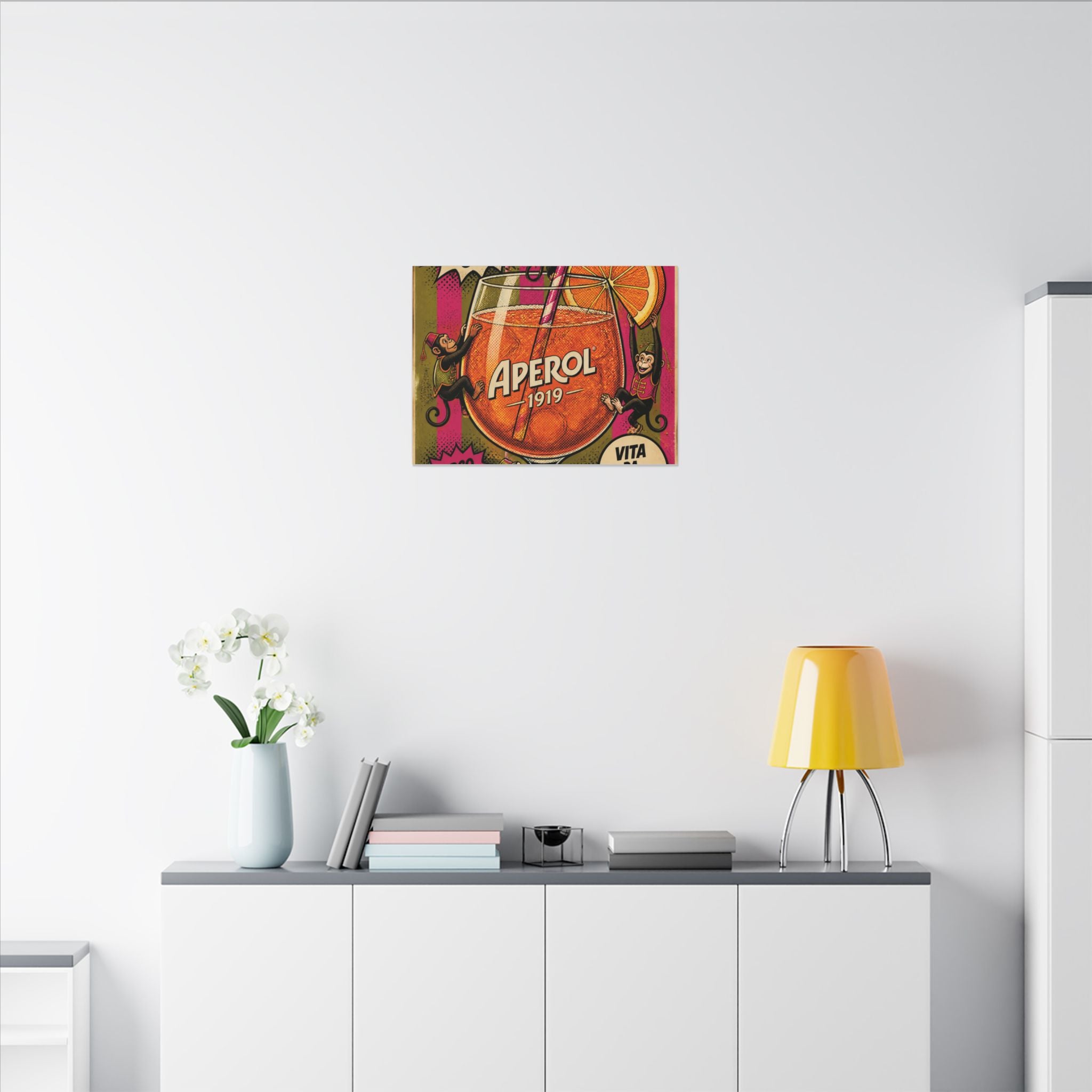 Aperol Spritz Monkeys Wall Art Canvas 16×20 Pop Art Living Room Decor Maximalist Print