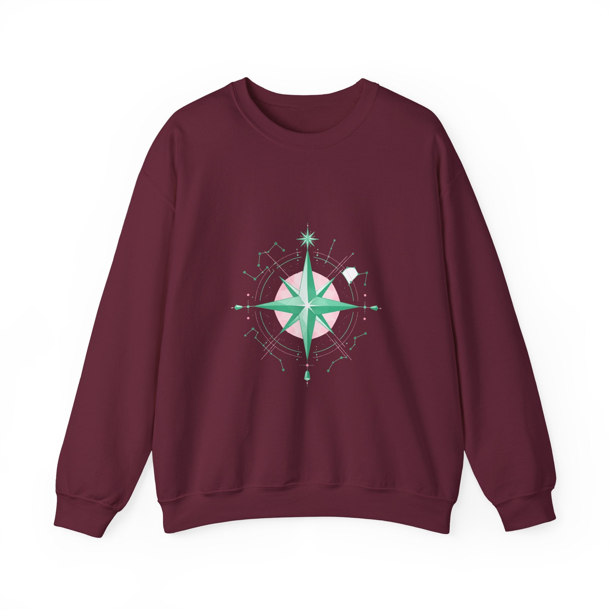 Matching Couple Sweatshirt - Shooting Star & North Star Matching Couple Premium Fleece Sweatshirt Geometric Art His Hers Love Gift - Design B