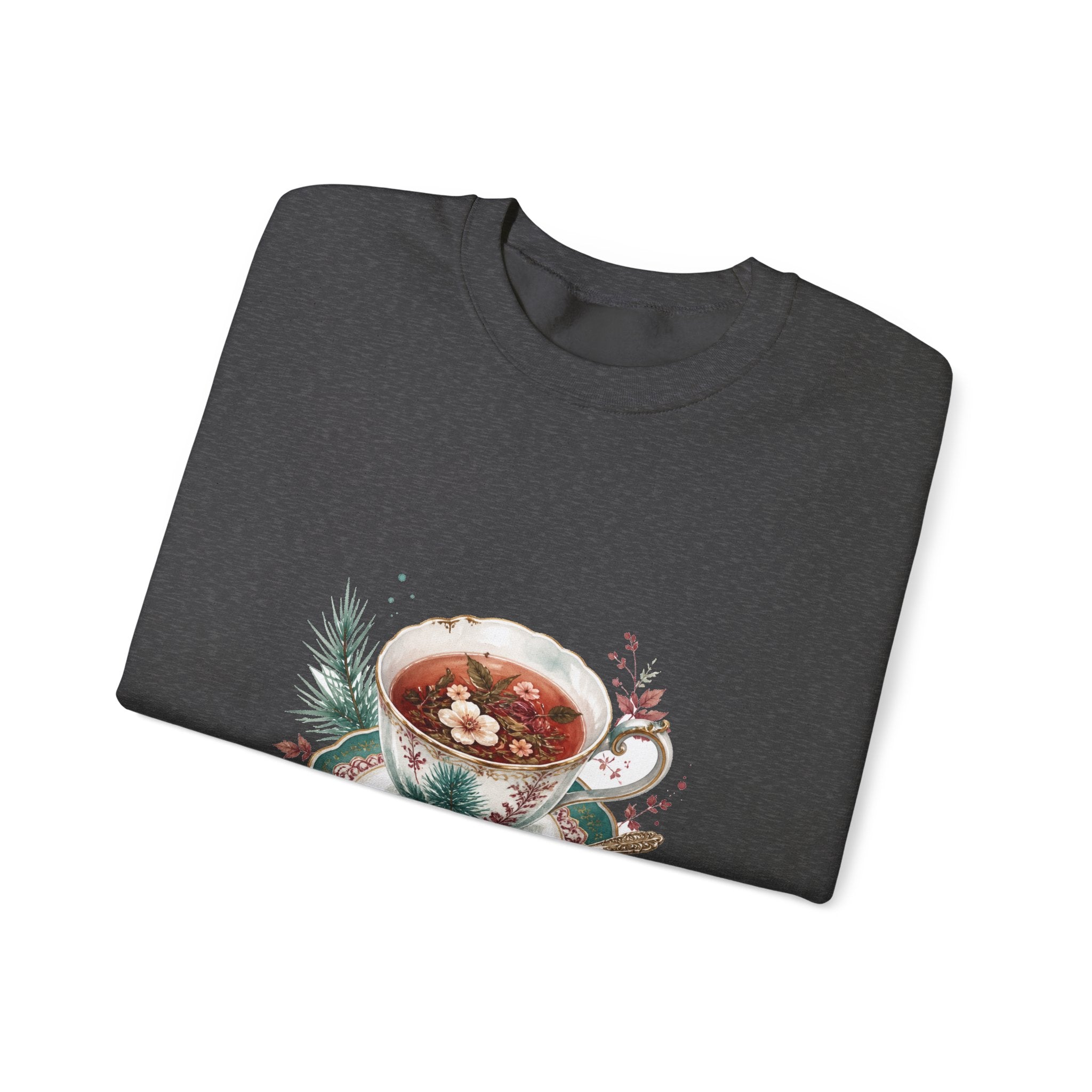 Matching Couple Sweatshirt - Coffee & Tea Matching Couple Comfort Colors Crew Watercolor Art His Hers Birthday Gift - Design B