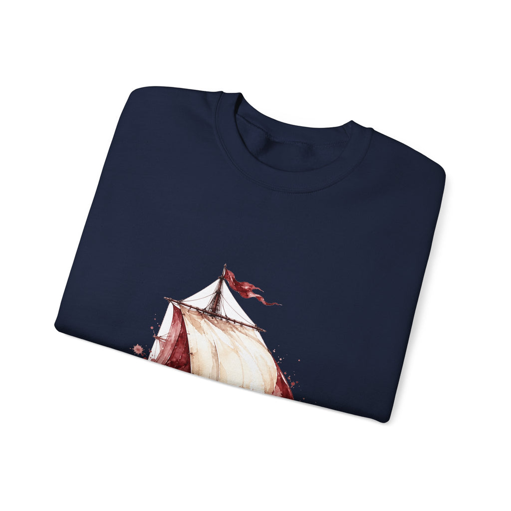 Matching Couple Sweatshirt - Anchor & Sail Matching Couple Comfort Colors Crew Watercolor Art His Hers Birthday Gift - Design B