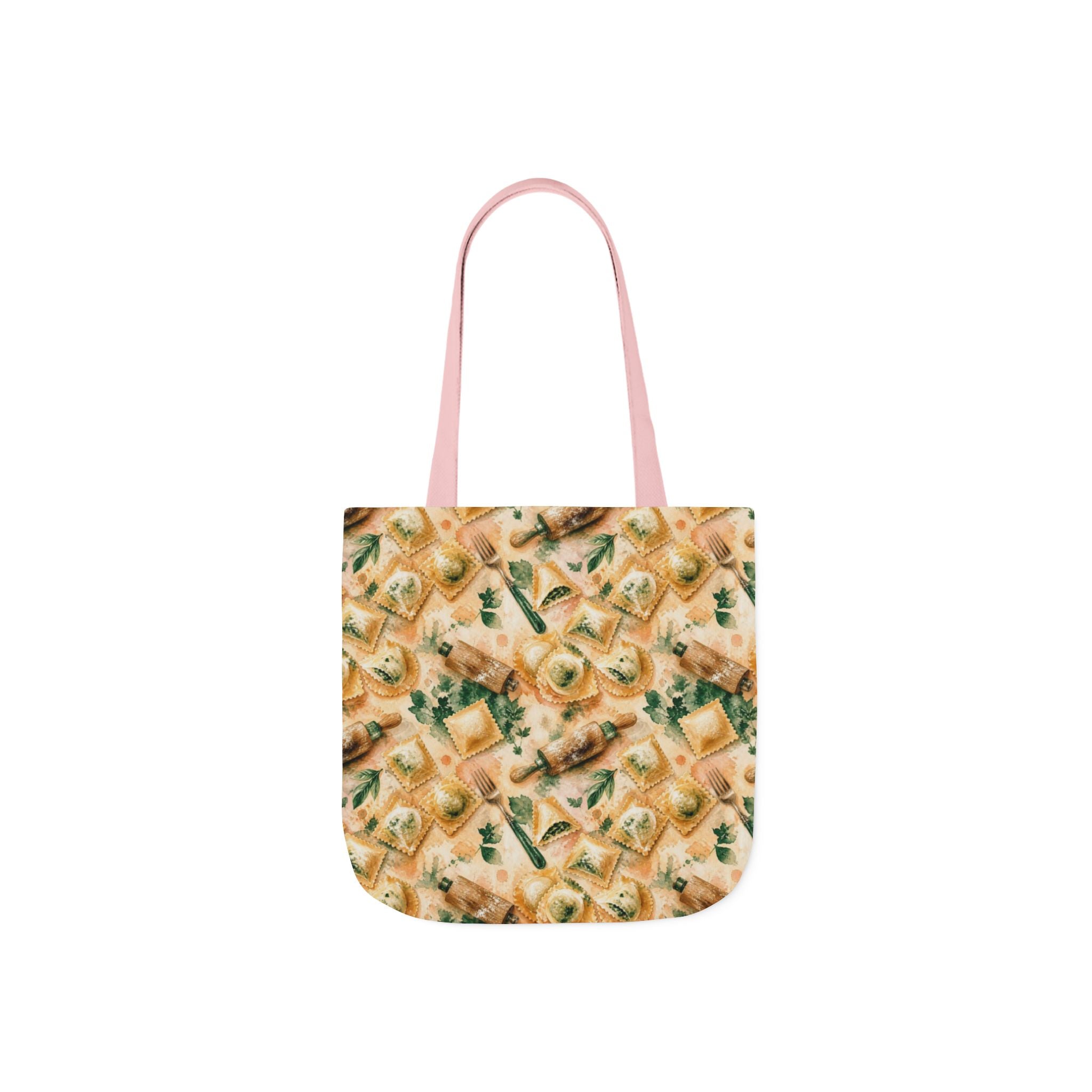 Fresh Ravioli Canvas Tote Bag Mediterranean Kitchen Watercolor Splash Design Italian Cottagecore Gift