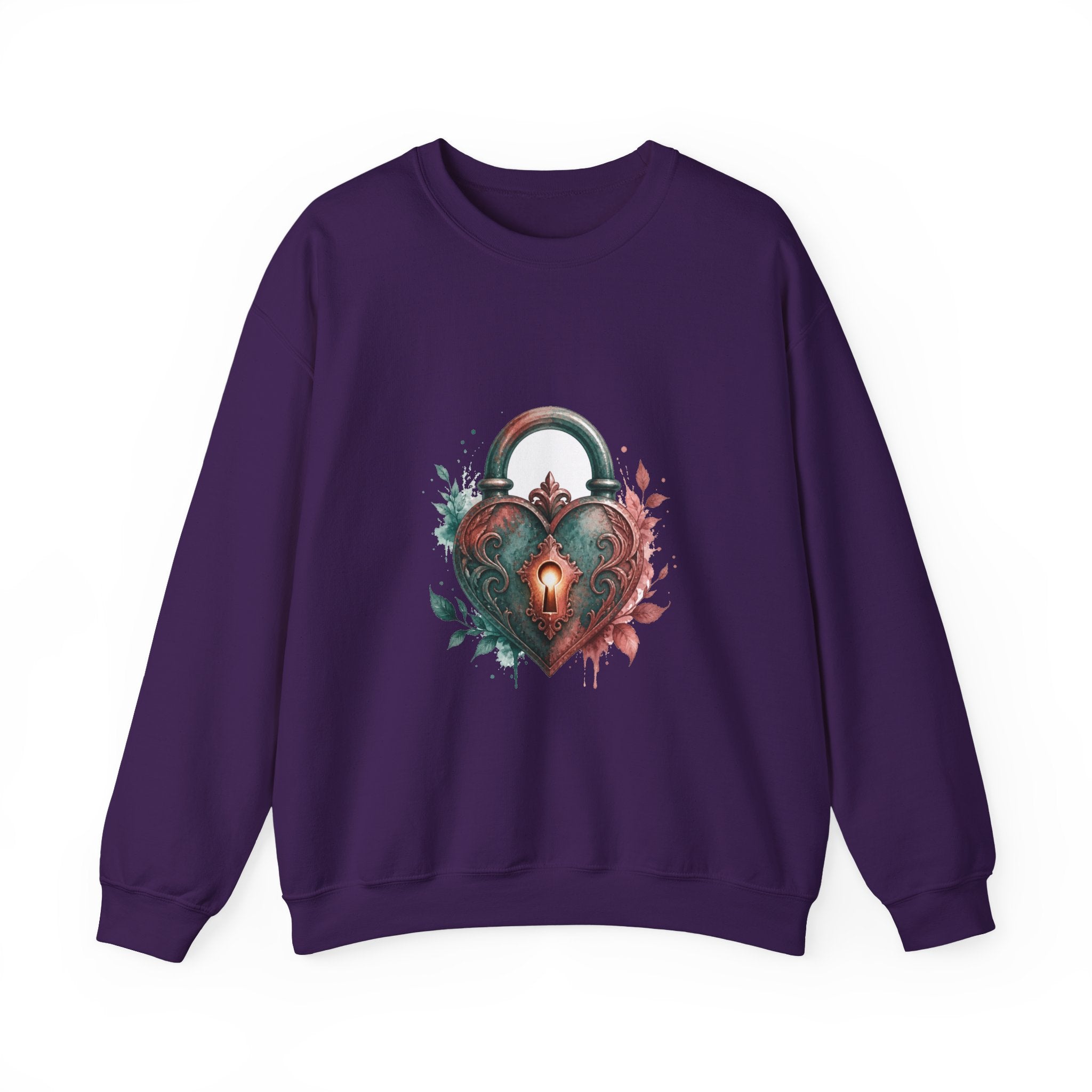 Matching Couple Sweatshirt - Key & Lock Matching Couple Premium Fleece Sweatshirt Watercolor Art His Hers Birthday Gift - Design B