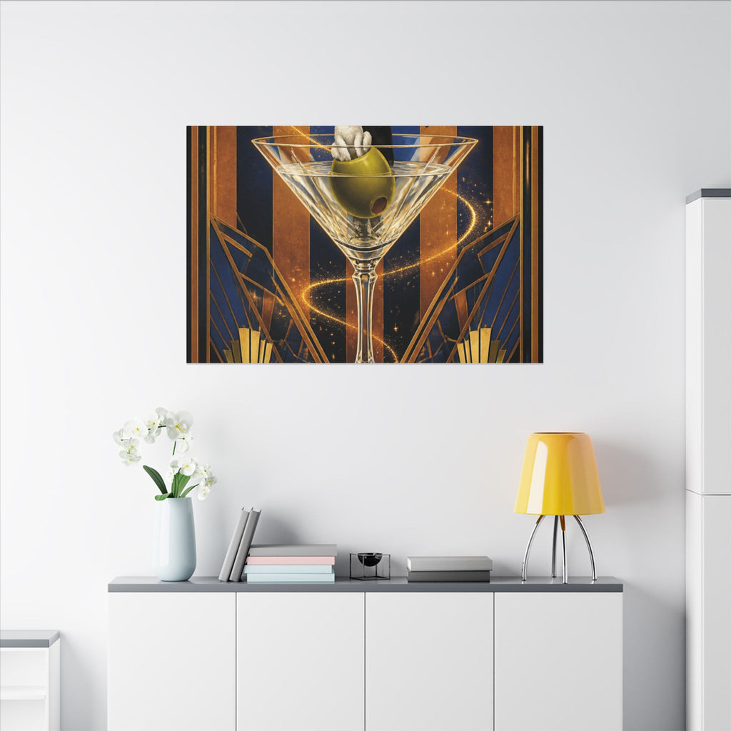 Martini Magician Wall Art Canvas 16×20 Art Deco Entryway Decor Maximalist Print