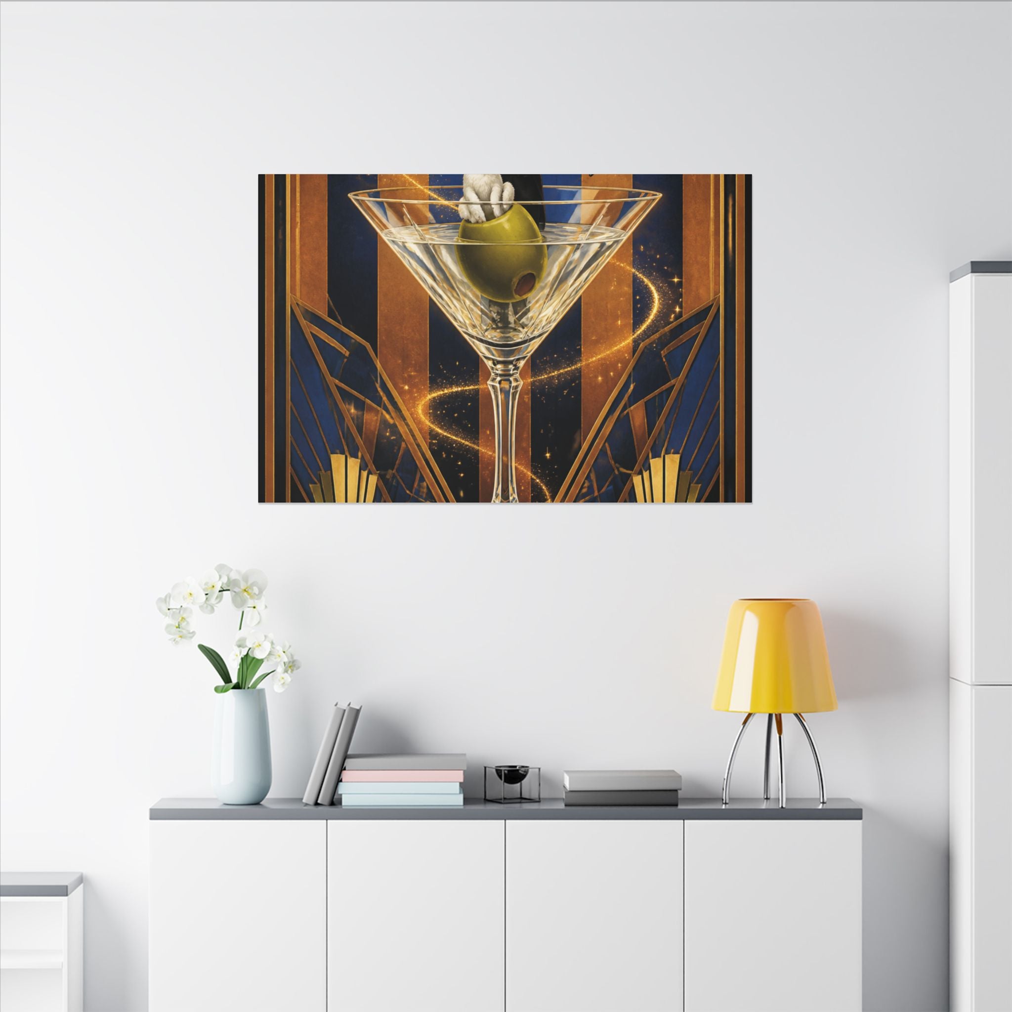 Martini Magician Wall Art Canvas 16×20 Art Deco Entryway Decor Maximalist Print