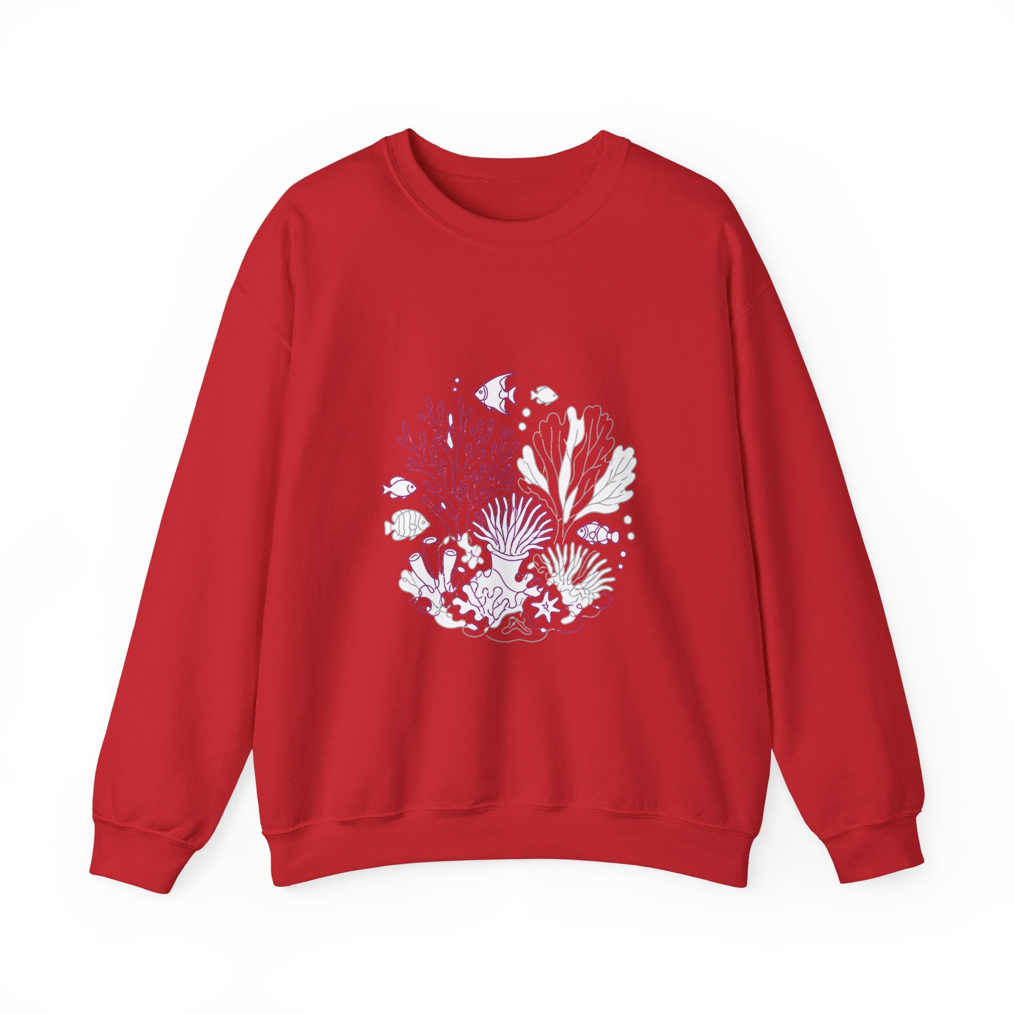 Matching Couple Sweatshirt - Coral Reef & Deep Sea Matching Couple Premium Fleece Sweatshirt Minimalist Art His Hers Christmas Gift - Design A