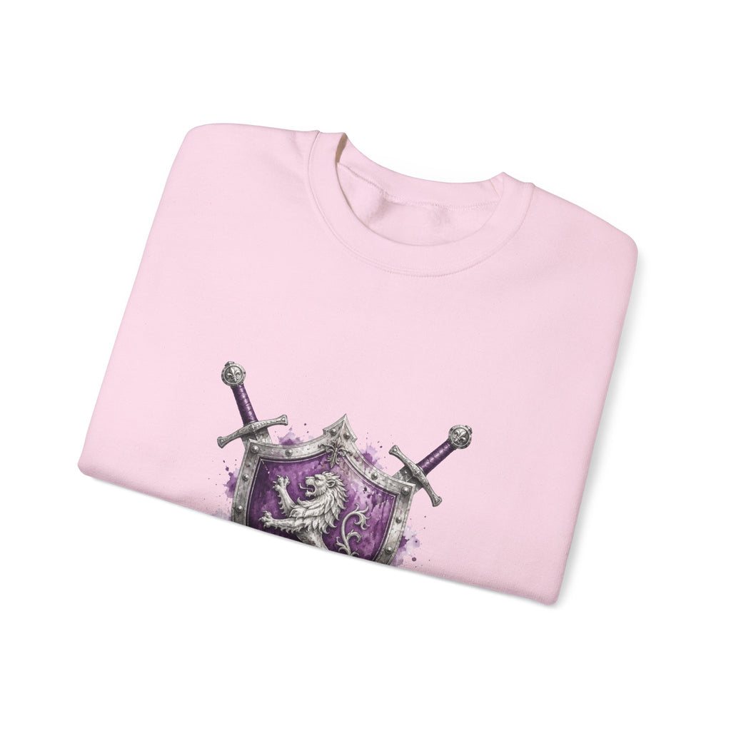 Matching Couple Sweatshirt - Crown & Shield Matching Couple Crewneck Sweatshirt Watercolor Art His Hers Engagement Gift - Design B