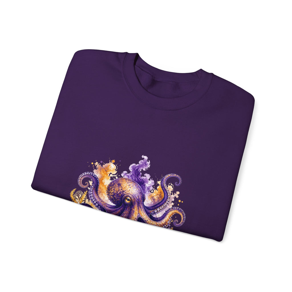 Matching Couple Sweatshirt - Octopus & Jellyfish Matching Couple Comfort Colors Crew Watercolor Art His Hers Birthday Gift - Design A