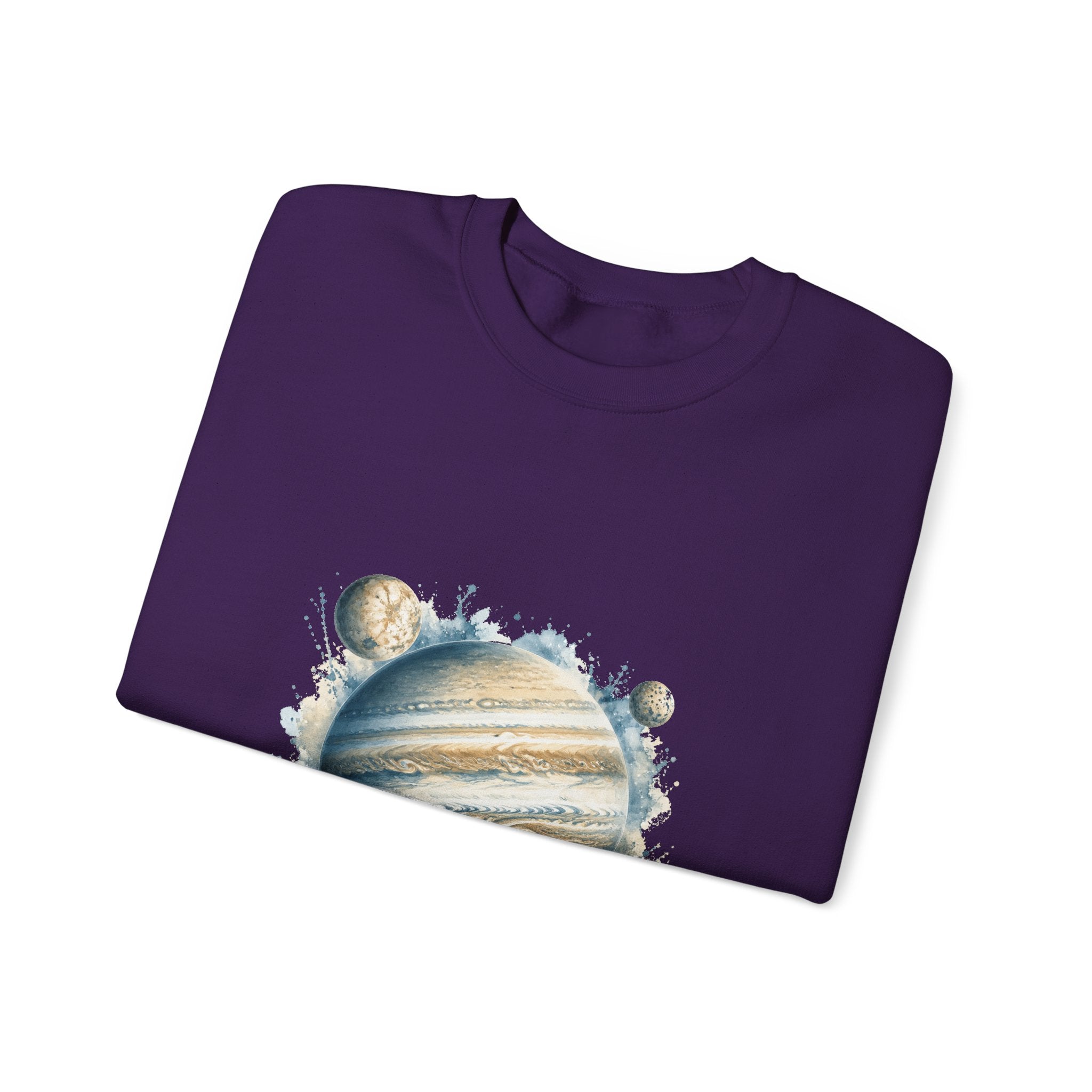 Matching Couple Sweatshirt - Saturn & Jupiter Matching Couple Crewneck Sweatshirt Watercolor Art His Hers Engagement Gift - Design B