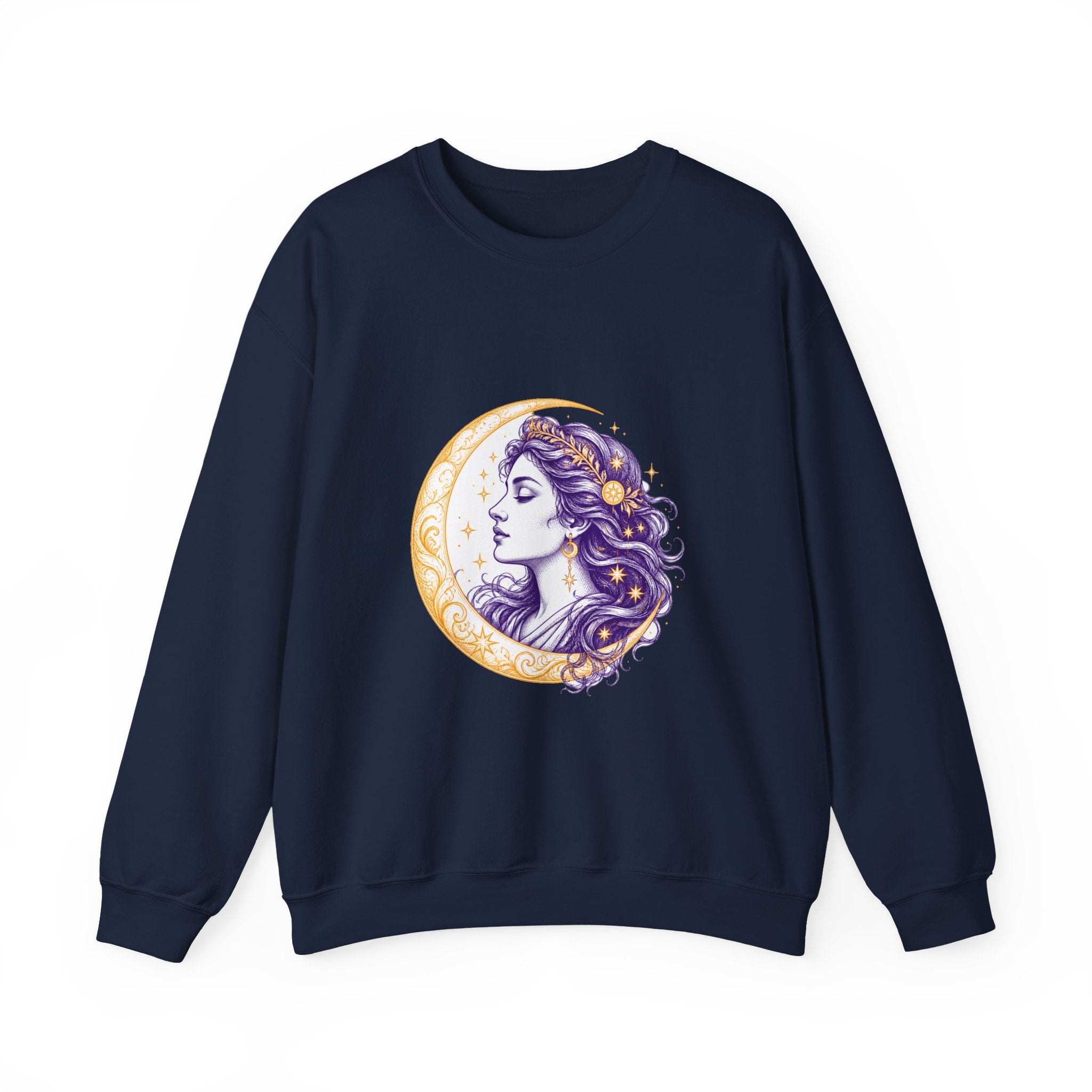Matching Couple Sweatshirt - Helios & Selene Matching Couple Crewneck Sweatshirt Hand-Drawn Art His Hers Best Friend Gift - Design B