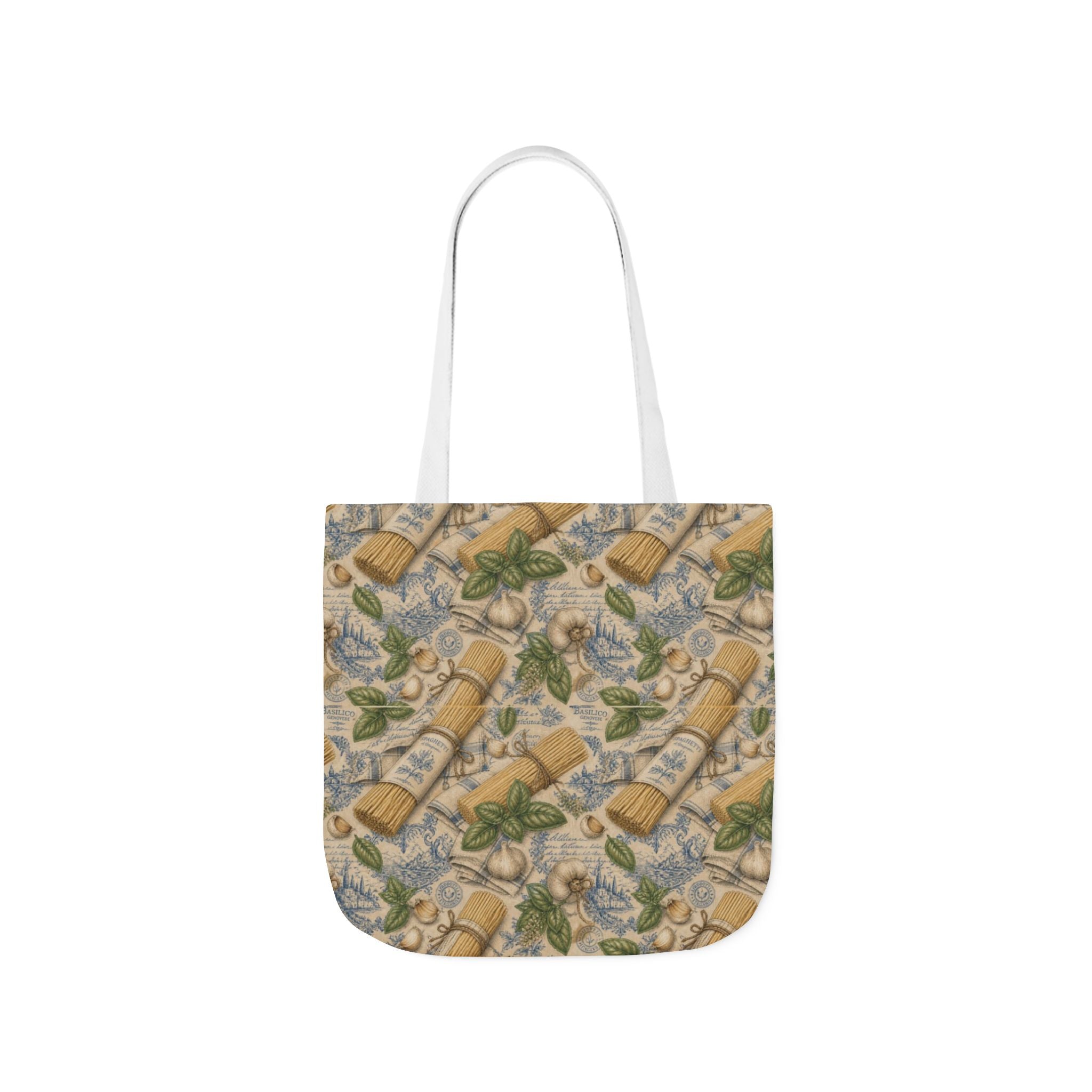 Spaghetti Bundle Canvas Tote Bag Mediterranean Kitchen Botanical Design Italian Cottagecore Gift