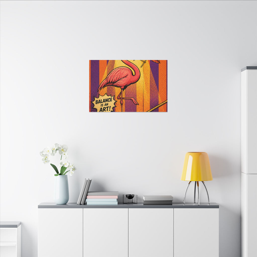 Flamingo Tightrope Wall Art Canvas 24×36 Pop Art Restaurant Decor Maximalist Print