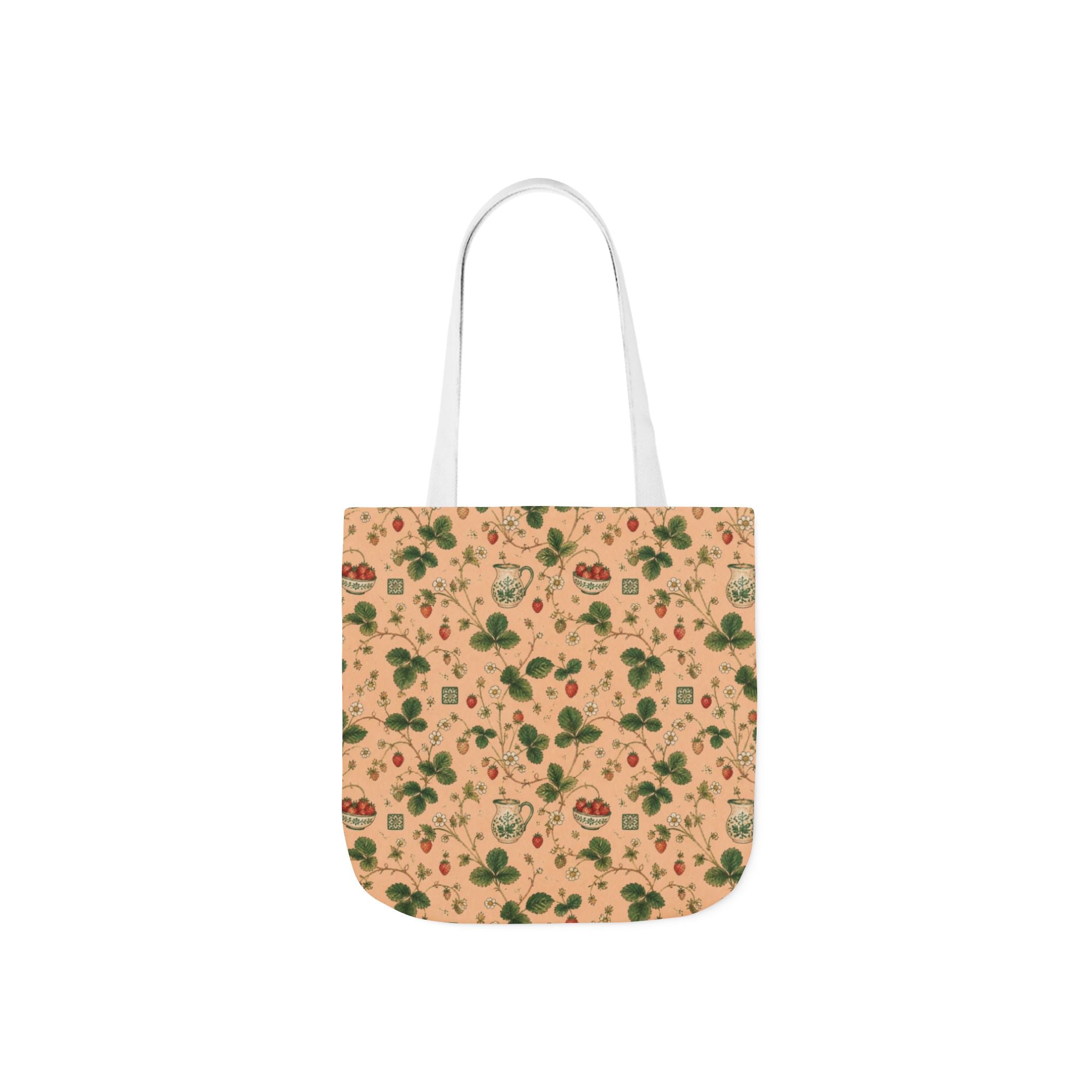 Wild Strawberries Canvas Tote Bag Mediterranean Kitchen Watercolor Design Italian Cottagecore Gift