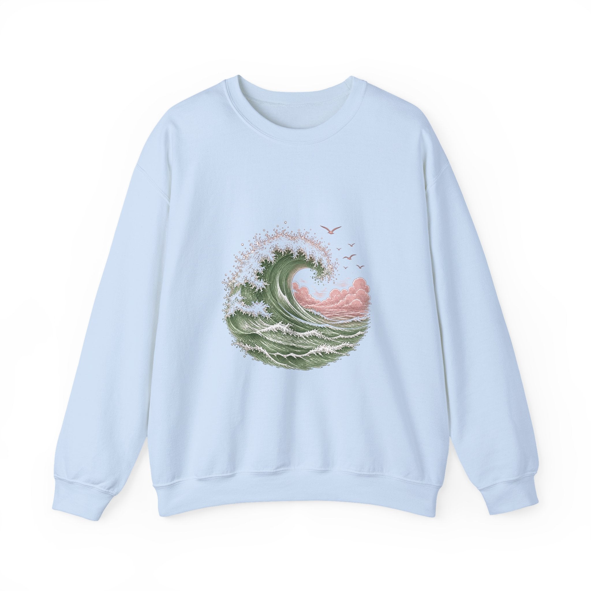 Matching Couple Sweatshirt - Mountain & Ocean Matching Couple Comfort Colors Crew Hand-Drawn Art His Hers Anniversary Gift - Design B