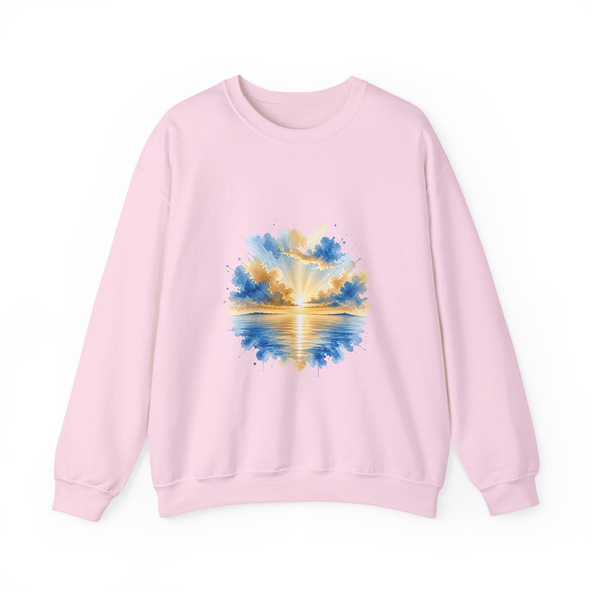 Matching Couple Sweatshirt - Sunrise & Sunset Matching Couple Crewneck Sweatshirt Watercolor Art His Hers Engagement Gift - Design A