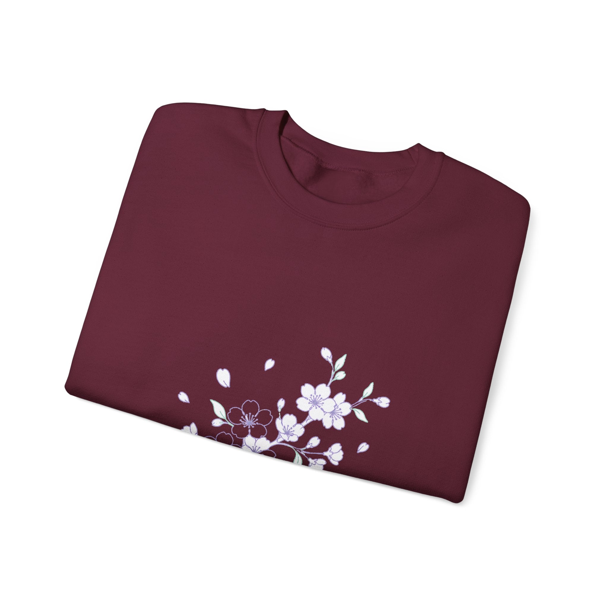 Matching Couple Sweatshirt - Cherry Blossom & Maple Leaf Matching Couple Crewneck Sweatshirt Minimalist Art His Hers Valentine Gift - Design A