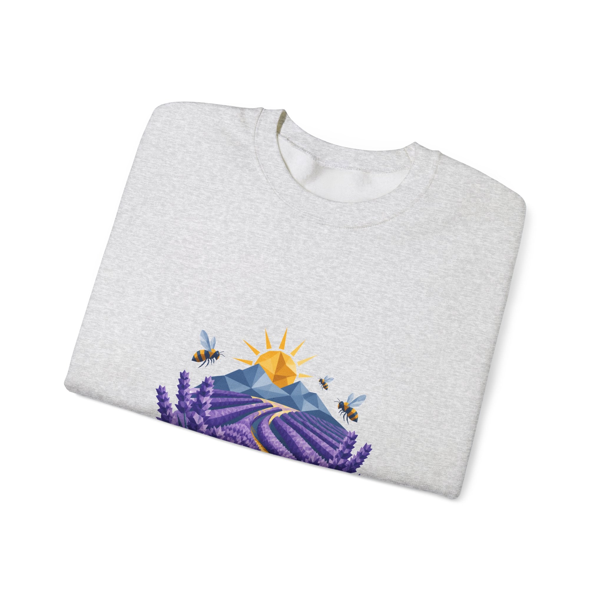 Matching Couple Sweatshirt - Lavender Fields & Canyon Matching Couple Premium Fleece Sweatshirt Geometric Art His Hers Love Gift - Design A