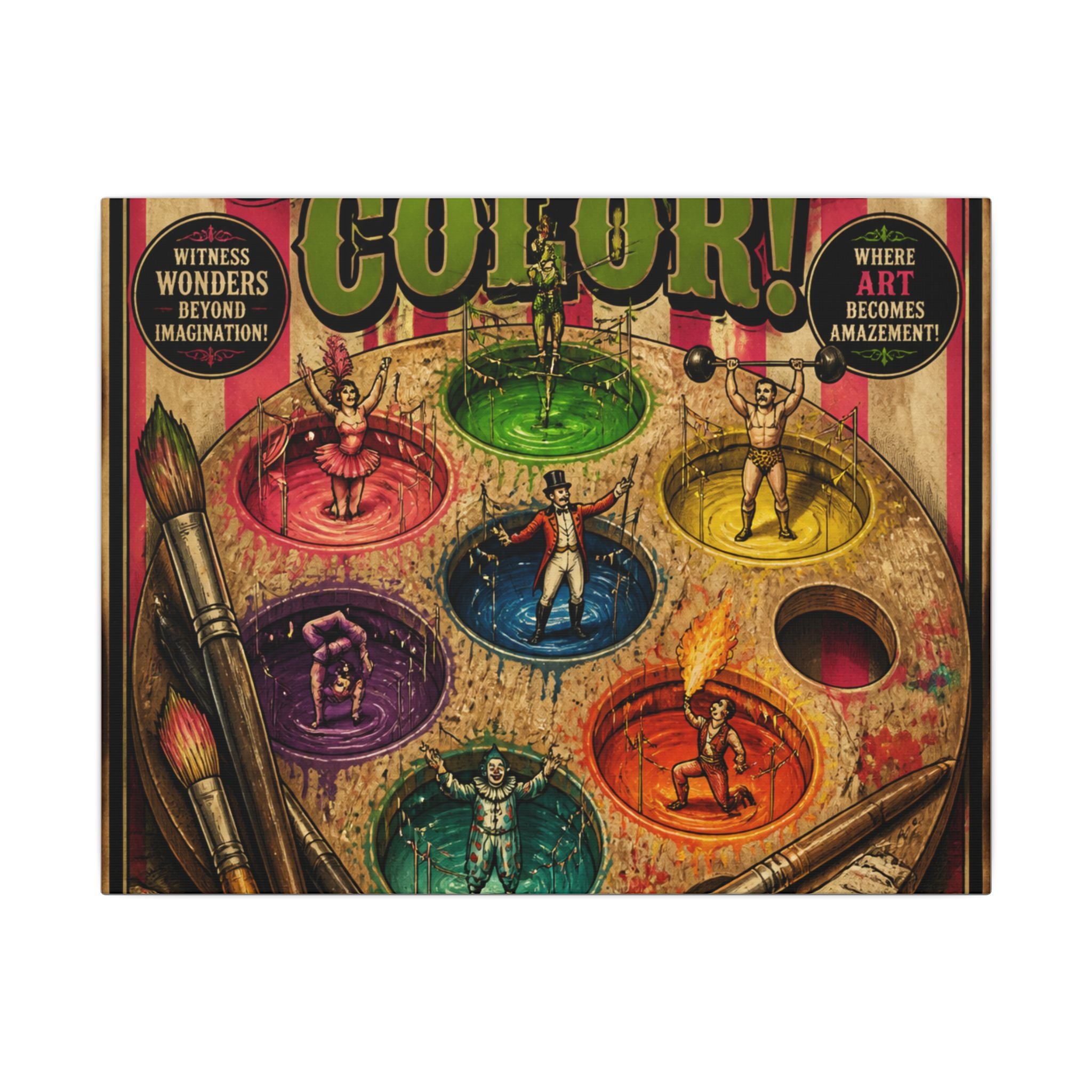 Paint Palette Stage Wall Art Canvas 16×20 Vintage Circus Kitchen Decor Maximalist Print