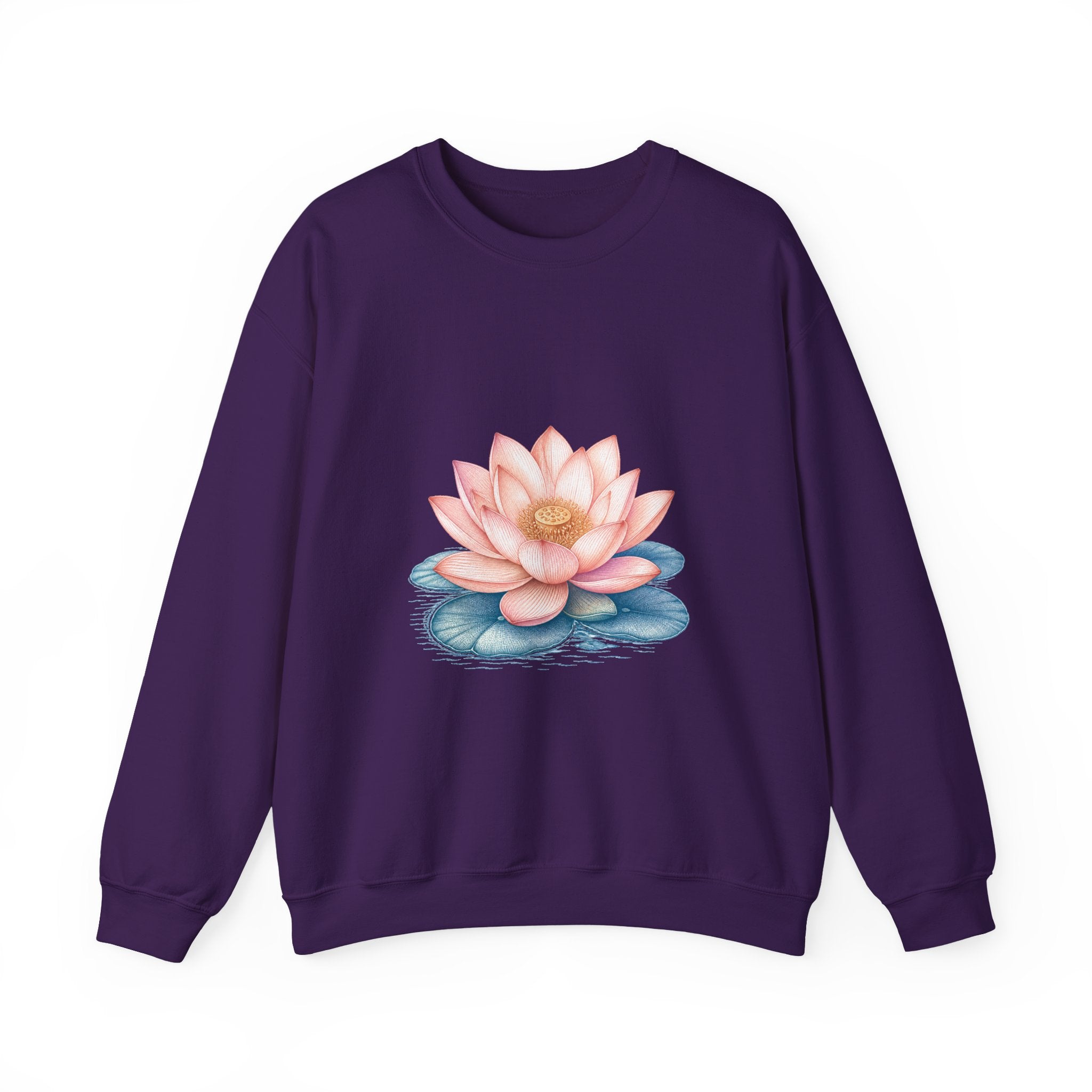 Matching Couple Sweatshirt - Open & Closed Lotus Matching Couple Premium Fleece Sweatshirt Vintage Art His Hers Honeymoon Gift - Design A