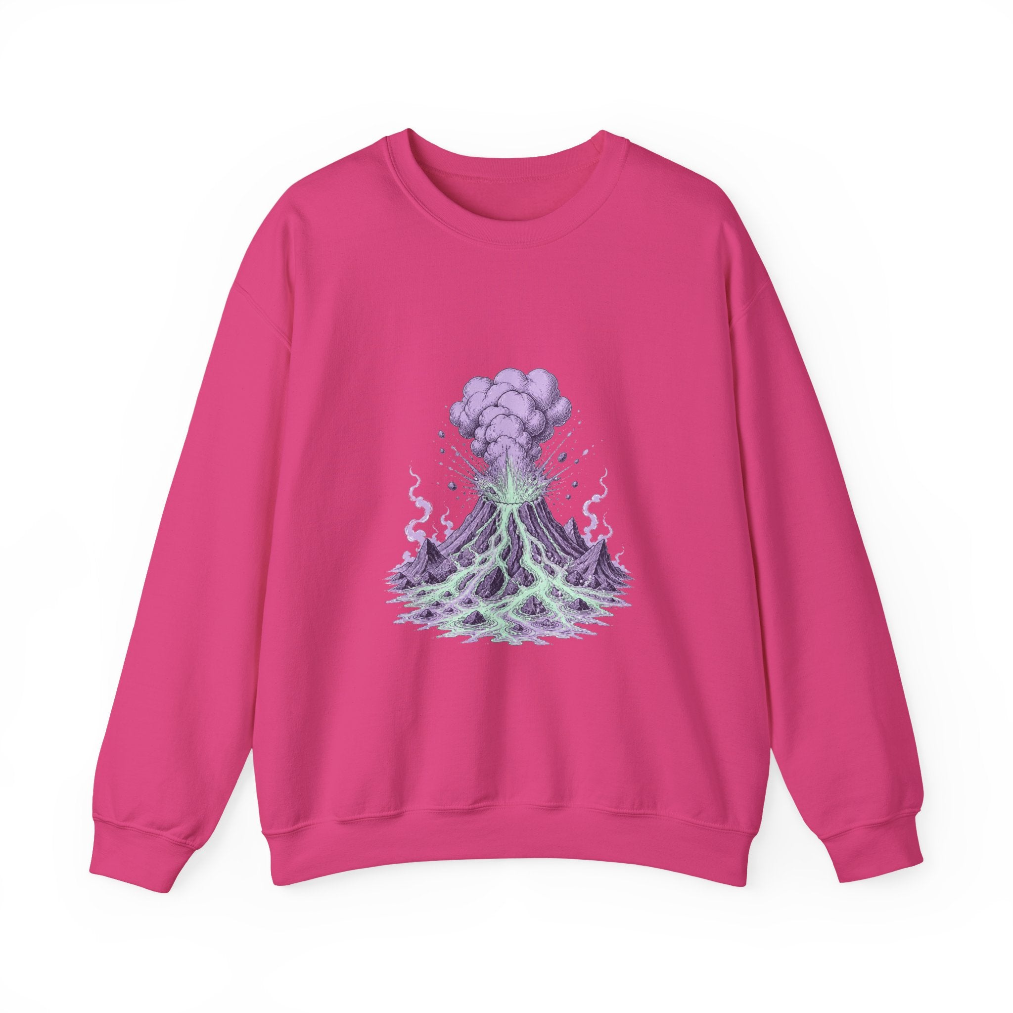 Matching Couple Sweatshirt - Volcano & Glacier Matching Couple Premium Fleece Sweatshirt Hand-Drawn Art His Hers Anniversary Gift - Design A