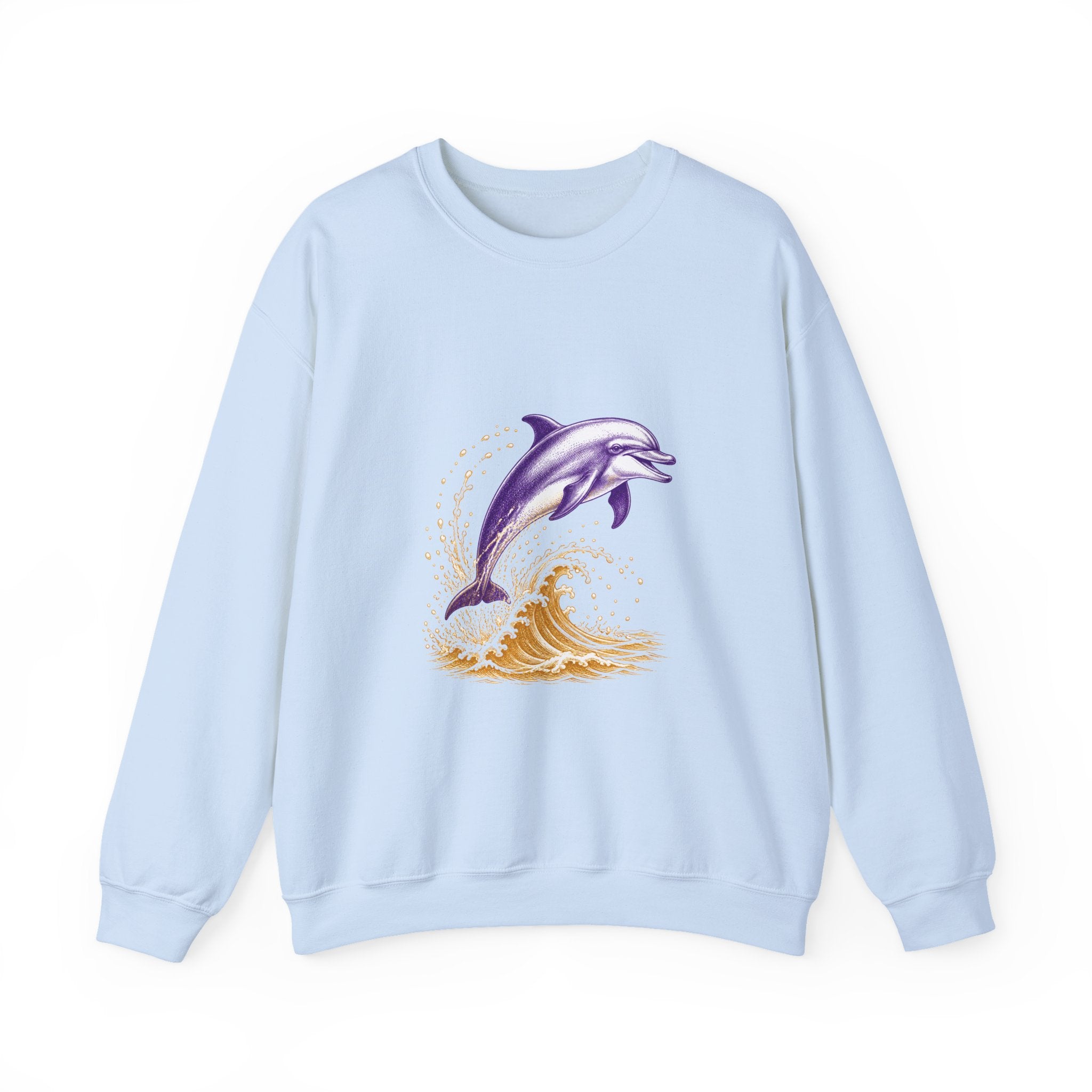 Matching Couple Sweatshirt - Shark & Dolphin Matching Couple Crewneck Sweatshirt Vintage Art His Hers Wedding Gift - Design B