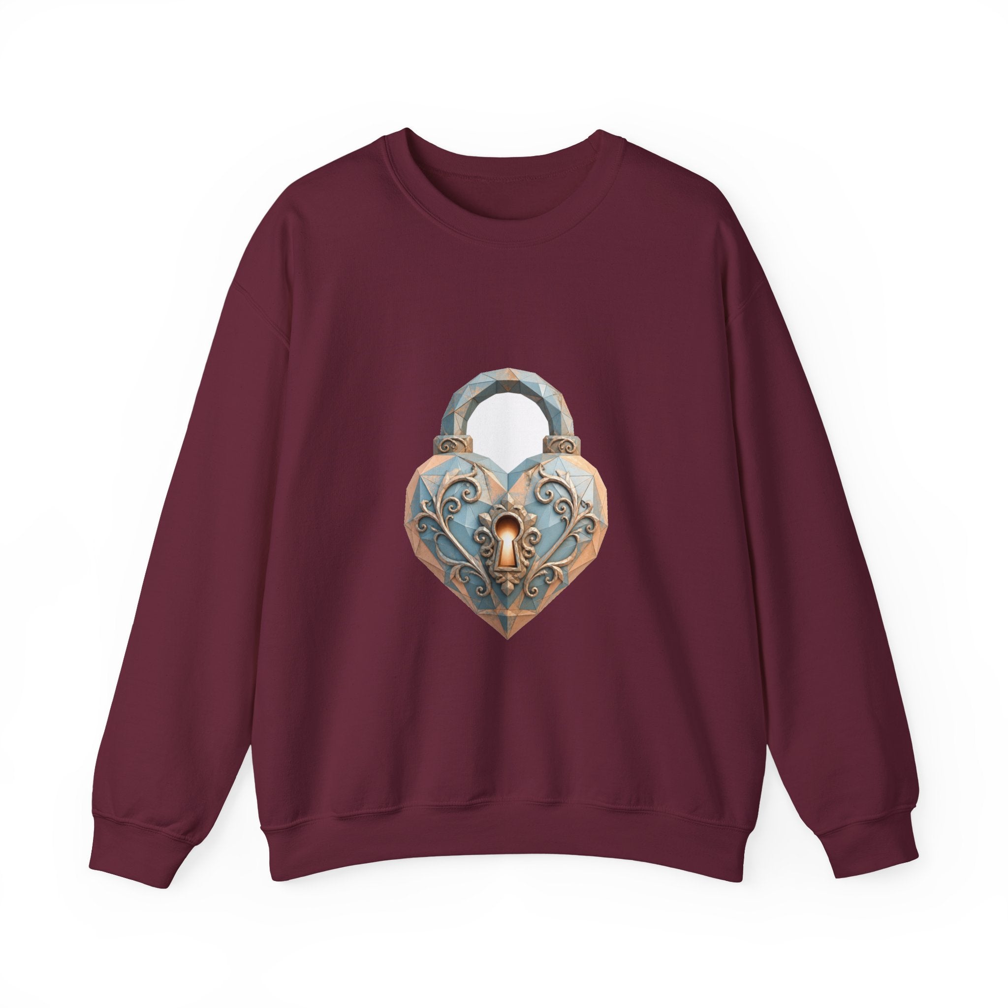 Matching Couple Sweatshirt - Key & Lock Matching Couple Crewneck Sweatshirt Geometric Art His Hers Couple Gift - Design B