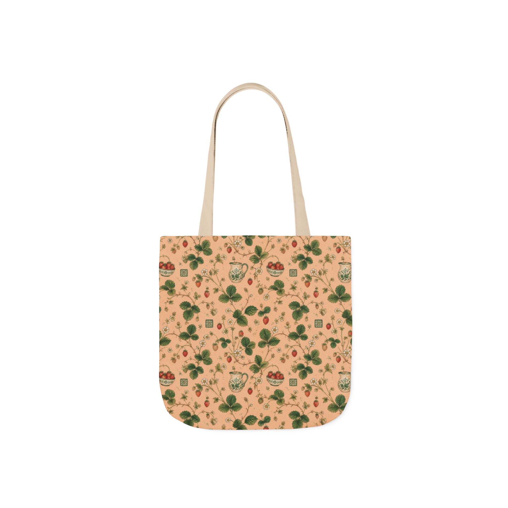 Wild Strawberries Canvas Tote Bag Mediterranean Kitchen Watercolor Design Italian Cottagecore Gift