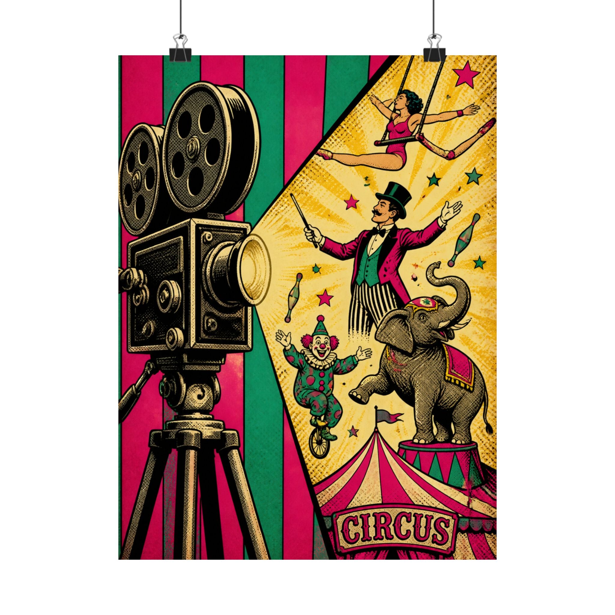 Film Camera Projector Show Wall Art Poster 24×36 Pop Art Restaurant Decor Maximalist Print