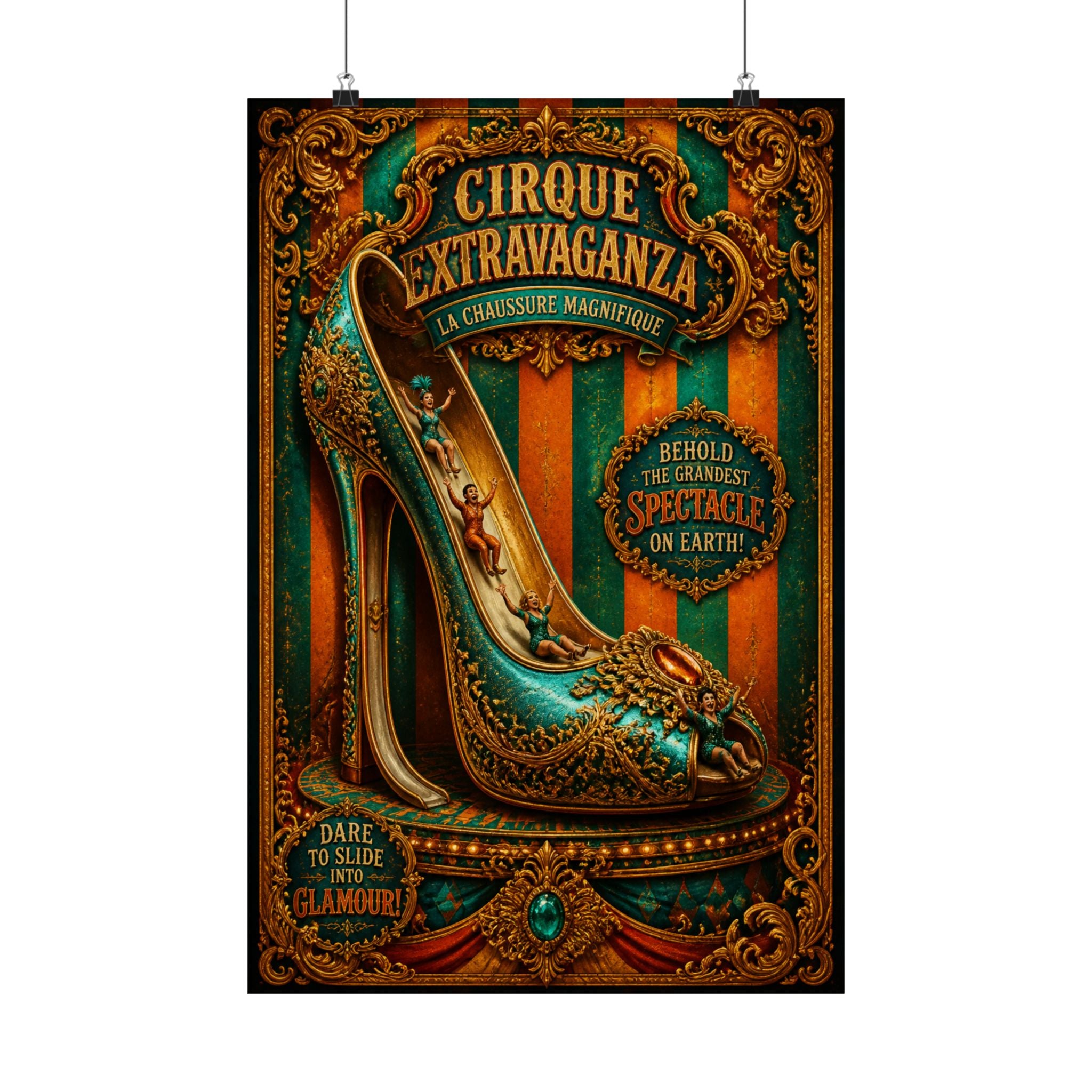 High Heel Slide Wall Art Poster 24×36 Baroque Studio Decor Maximalist Print