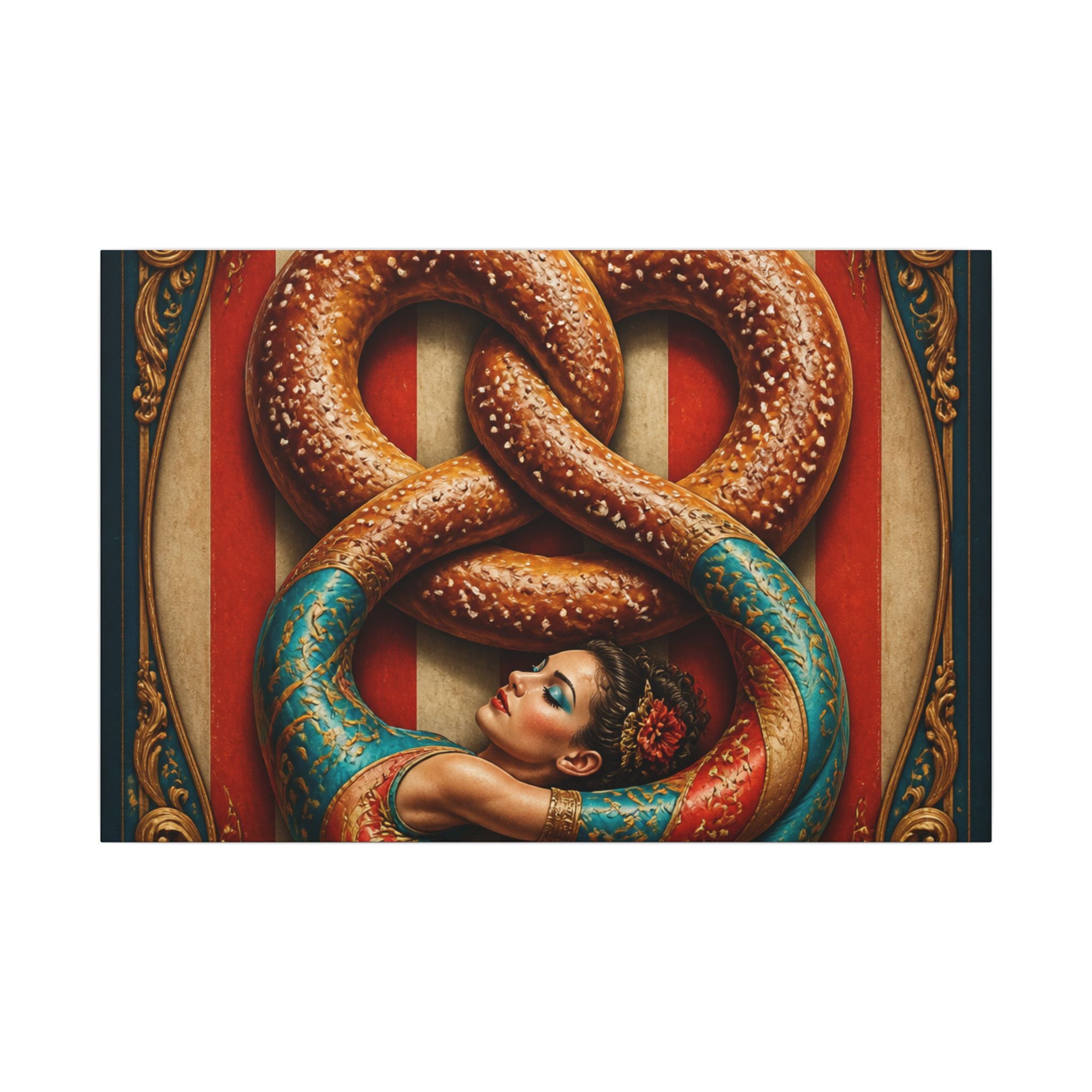 Pretzel Contortionist Wall Art Canvas 16×20 Baroque Home Office Decor Maximalist Print